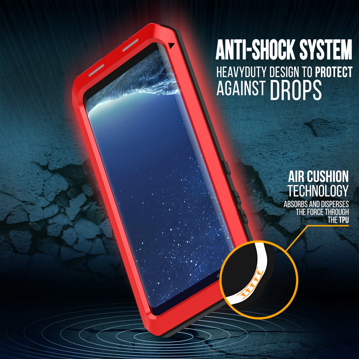 Galaxy S8 Case, PUNKcase Metallic Red Shockproof Slim Metal Armor Case