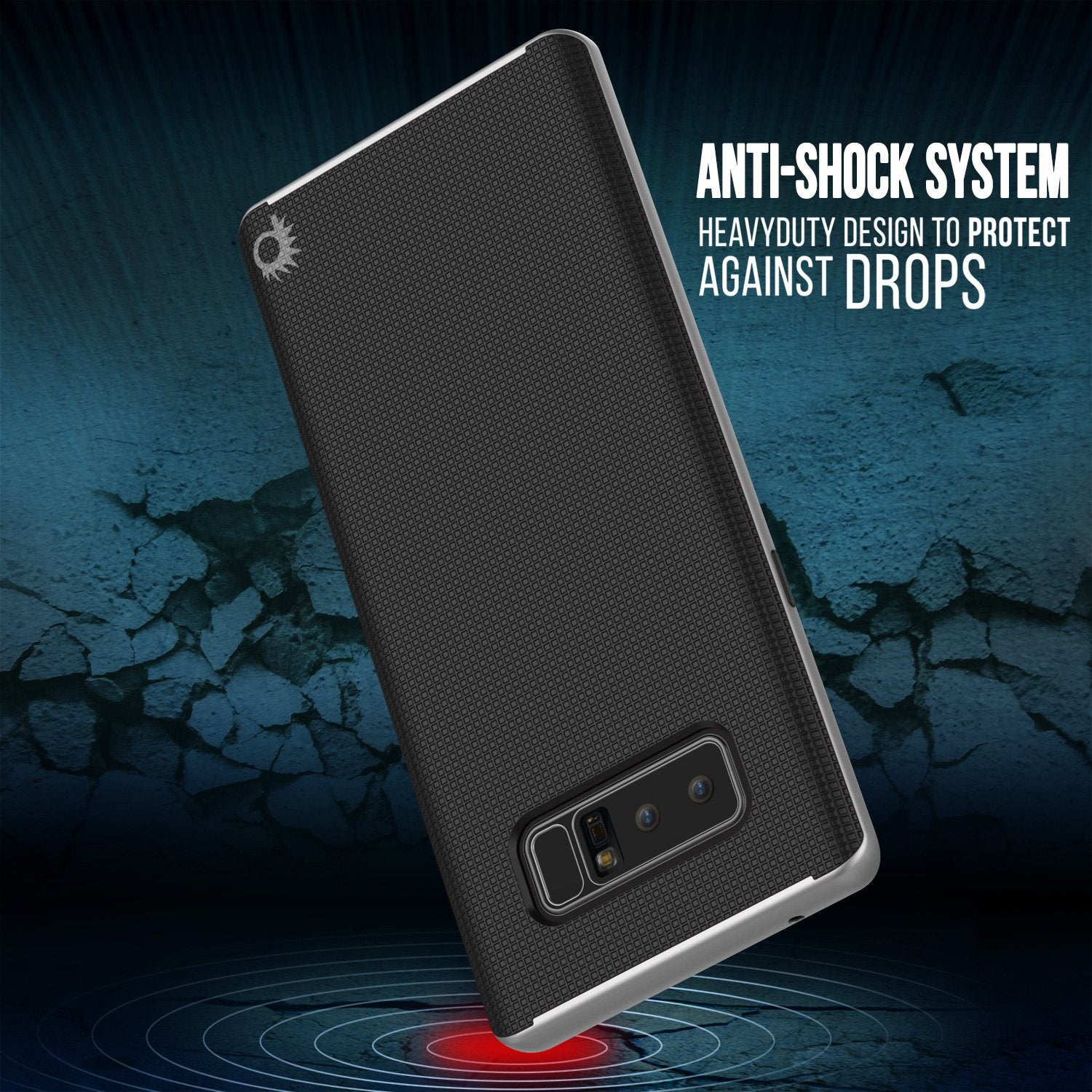 Galaxy Note 8 Case, PunkCase Stealth Silver Series Hybrid 3-Piece Shockproof Dual Layer Cover