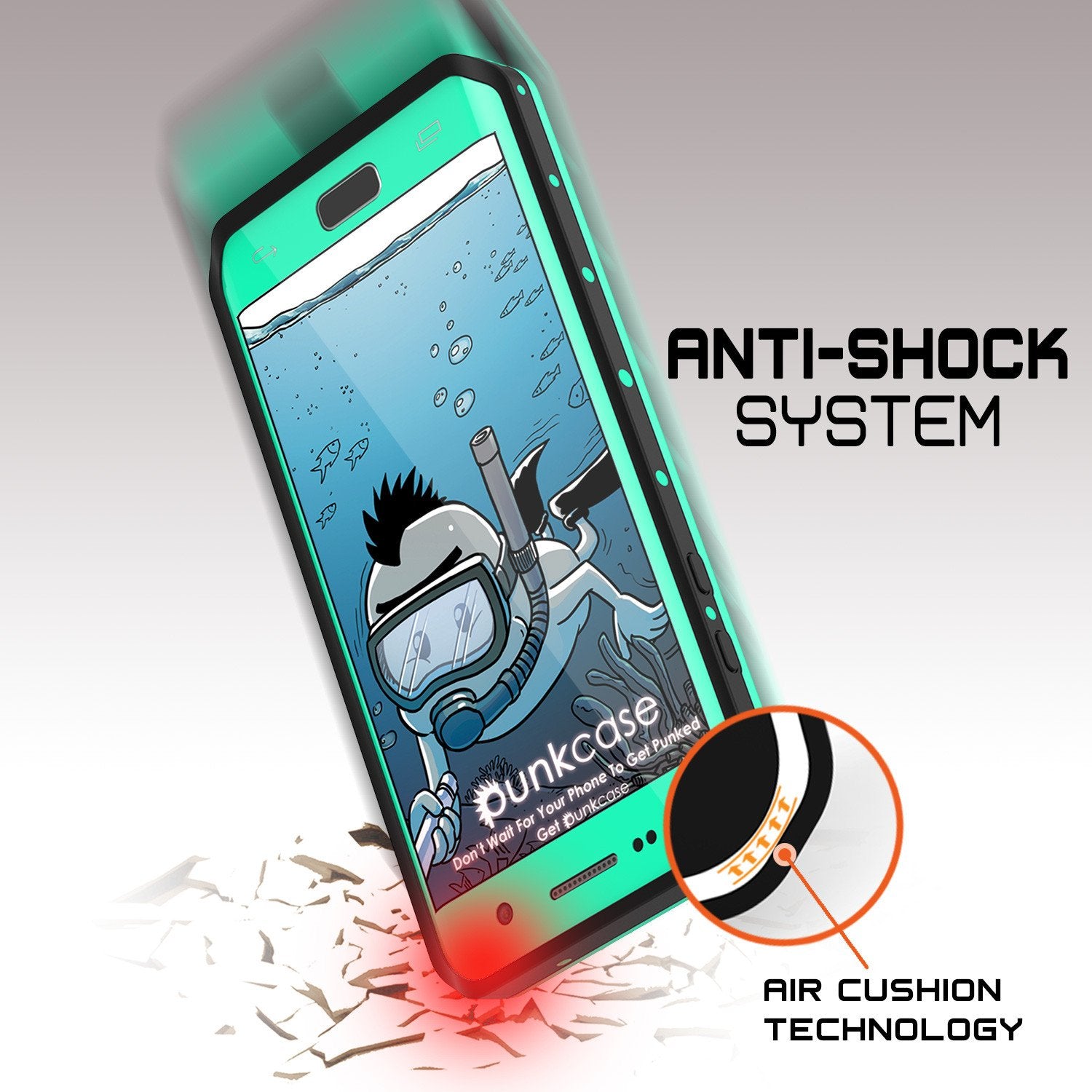 Galaxy S7 EDGE Waterproof Case PunkCase StudStar Teal Thin 6.6ft Underwater IP68 Shock/Snow Proof