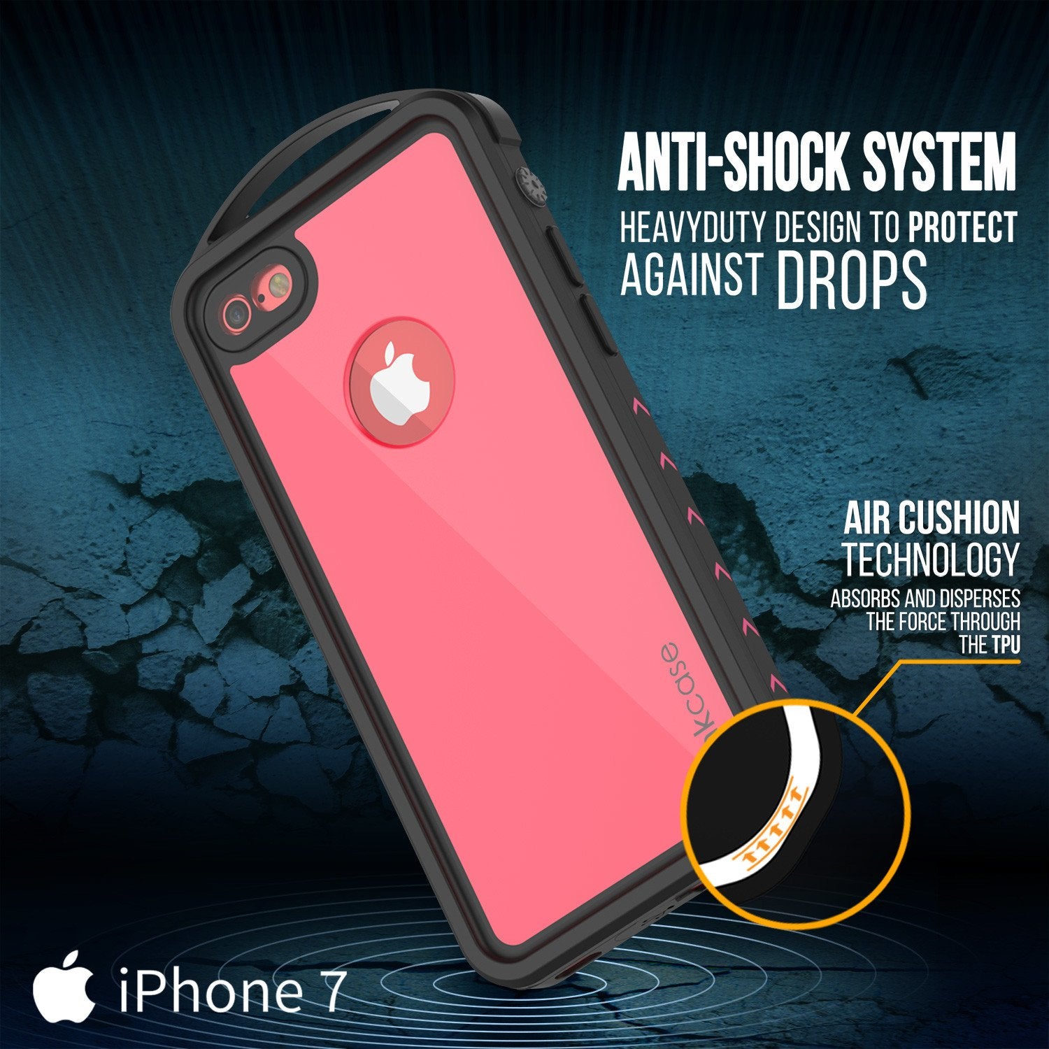 iPhone 7 Waterproof Case, Punkcase ALPINE Series, Pink | Heavy Duty Armor Cover