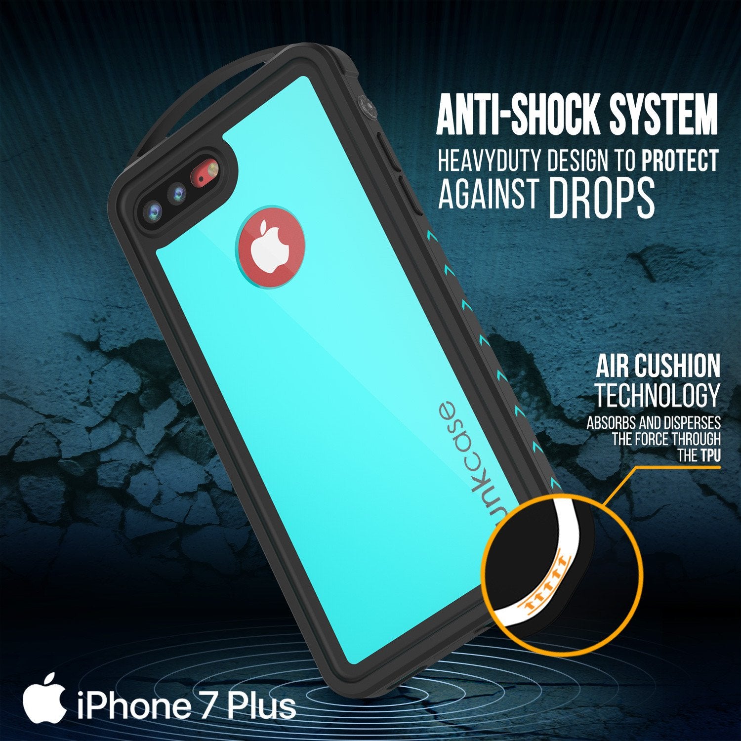 iPhone 7+ Plus Waterproof Case, Punkcase ALPINE Series, Teal | Heavy Duty Armor Cover