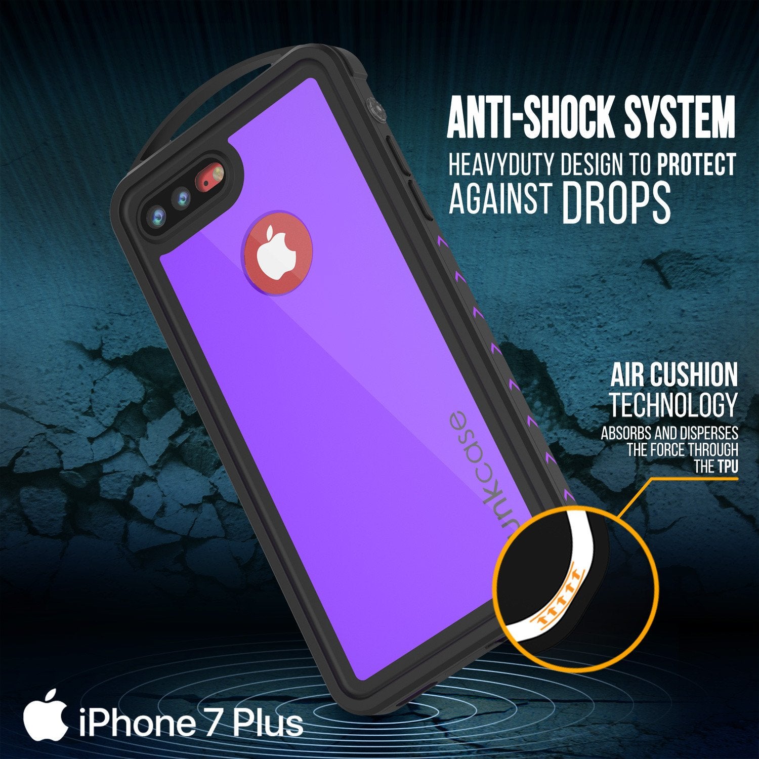 iPhone 7+ Plus Waterproof Case, Punkcase ALPINE Series, Purple | Heavy Duty Armor Cover