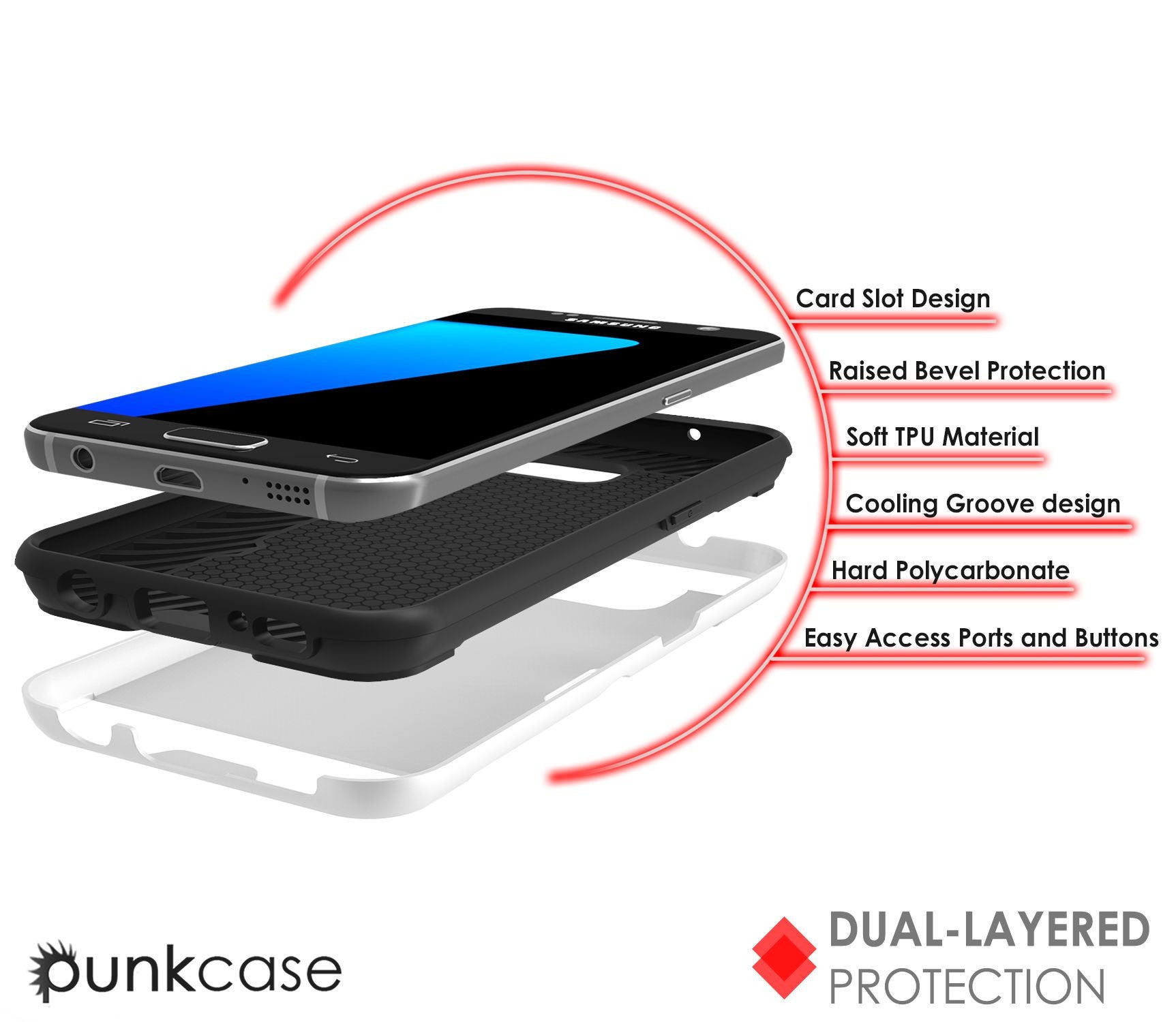 PUNKCASE - Slot Series Slim Armor Soft Case for Samsung S7 Edge | White