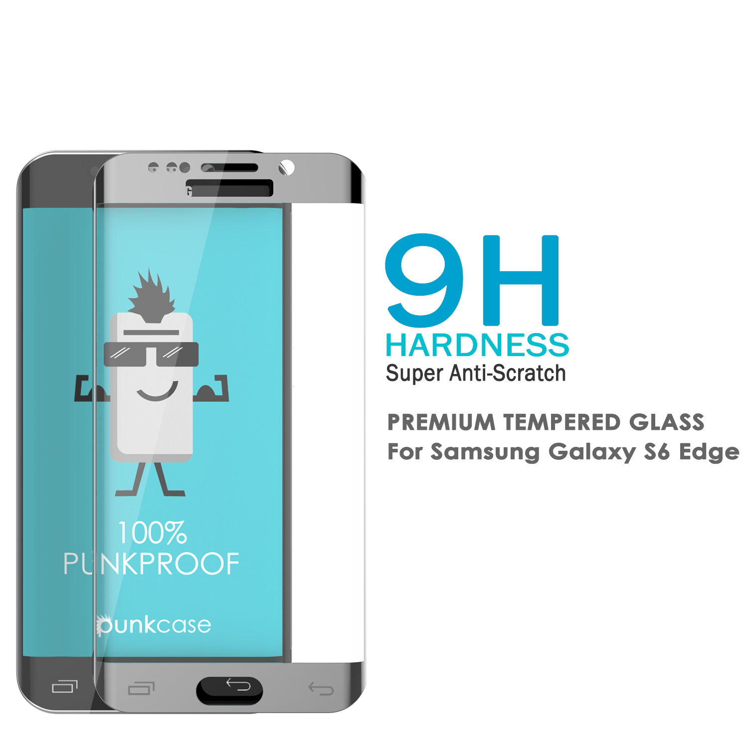 Galaxy S7 Edge Silver Punkcase Glass SHIELD Tempered Glass Screen Protector 0.33mm Thick 9H Glass