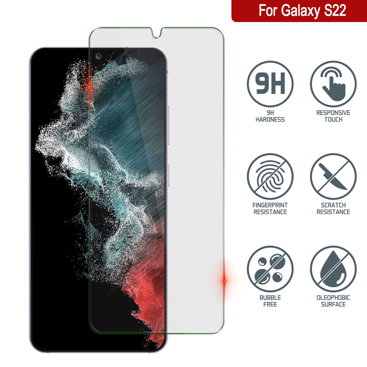 Galaxy S22 White Punkcase Glass SHIELD Tempered Glass Screen Protector 0.33mm Thick 9H Glass