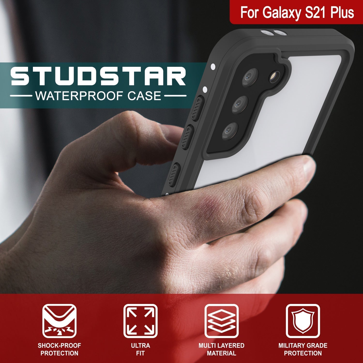 Galaxy S22+ Plus Waterproof Case, Punkcase StudStar White Thin 6.6ft Underwater IP68 Shock/Snow Proof