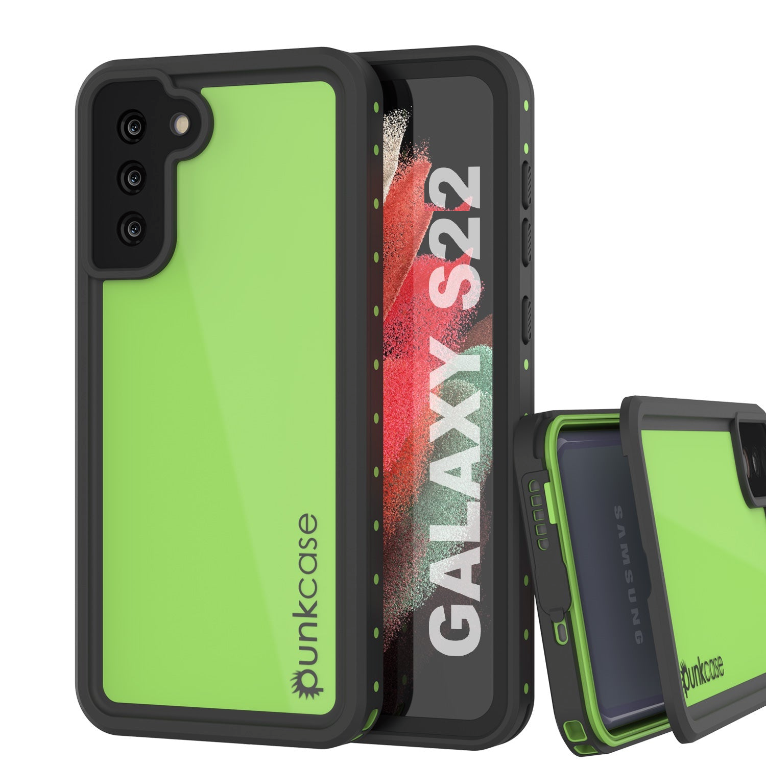 Galaxy S22 Waterproof Case PunkCase StudStar Light Green Thin 6.6ft Underwater IP68 ShockProof