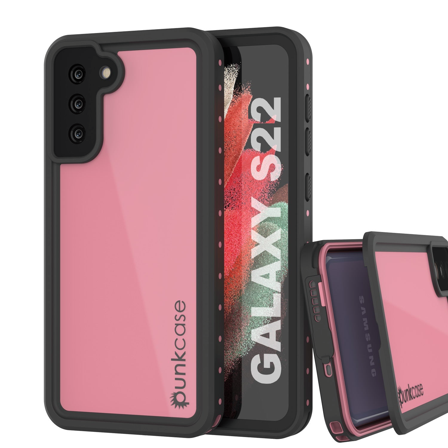 Galaxy S22 Waterproof Case PunkCase StudStar Pink Thin 6.6ft Underwater IP68 Shock/Snow Proof