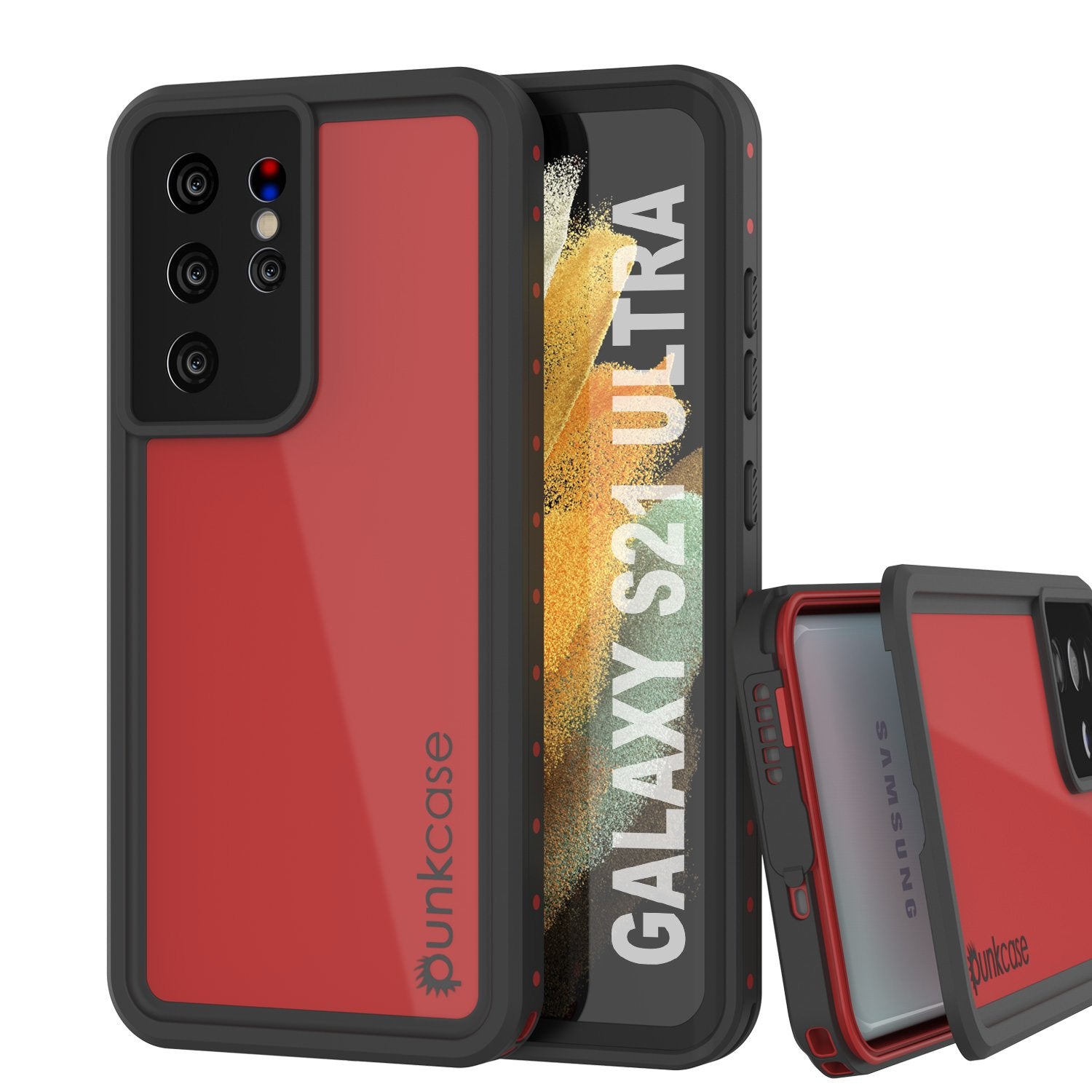 Galaxy S21 Ultra Waterproof Case PunkCase StudStar Red Thin 6.6ft Underwater IP68 Shock/Snow Proof