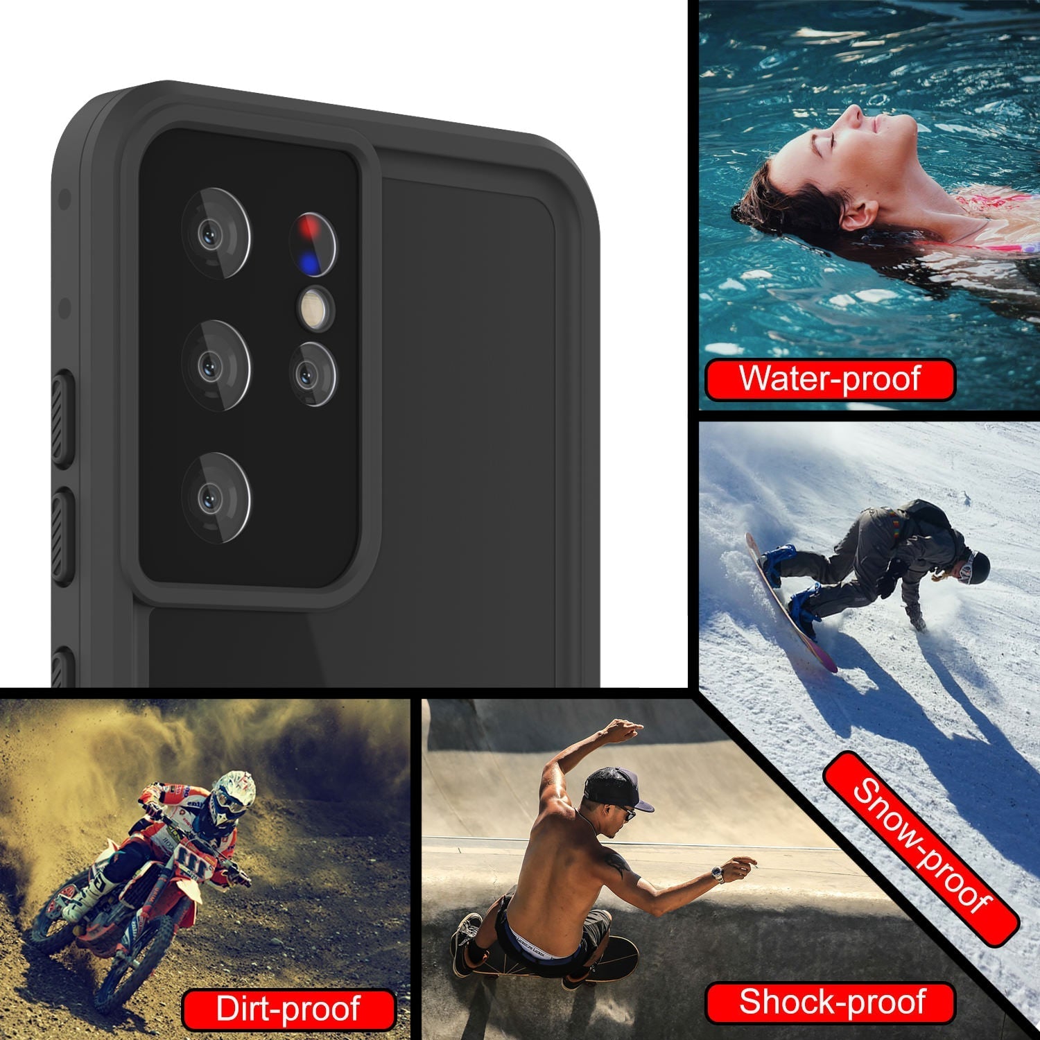 Galaxy S22 Ultra Waterproof Case PunkCase StudStar Pink Thin 6.6ft Underwater IP68 Shock/Snow Proof