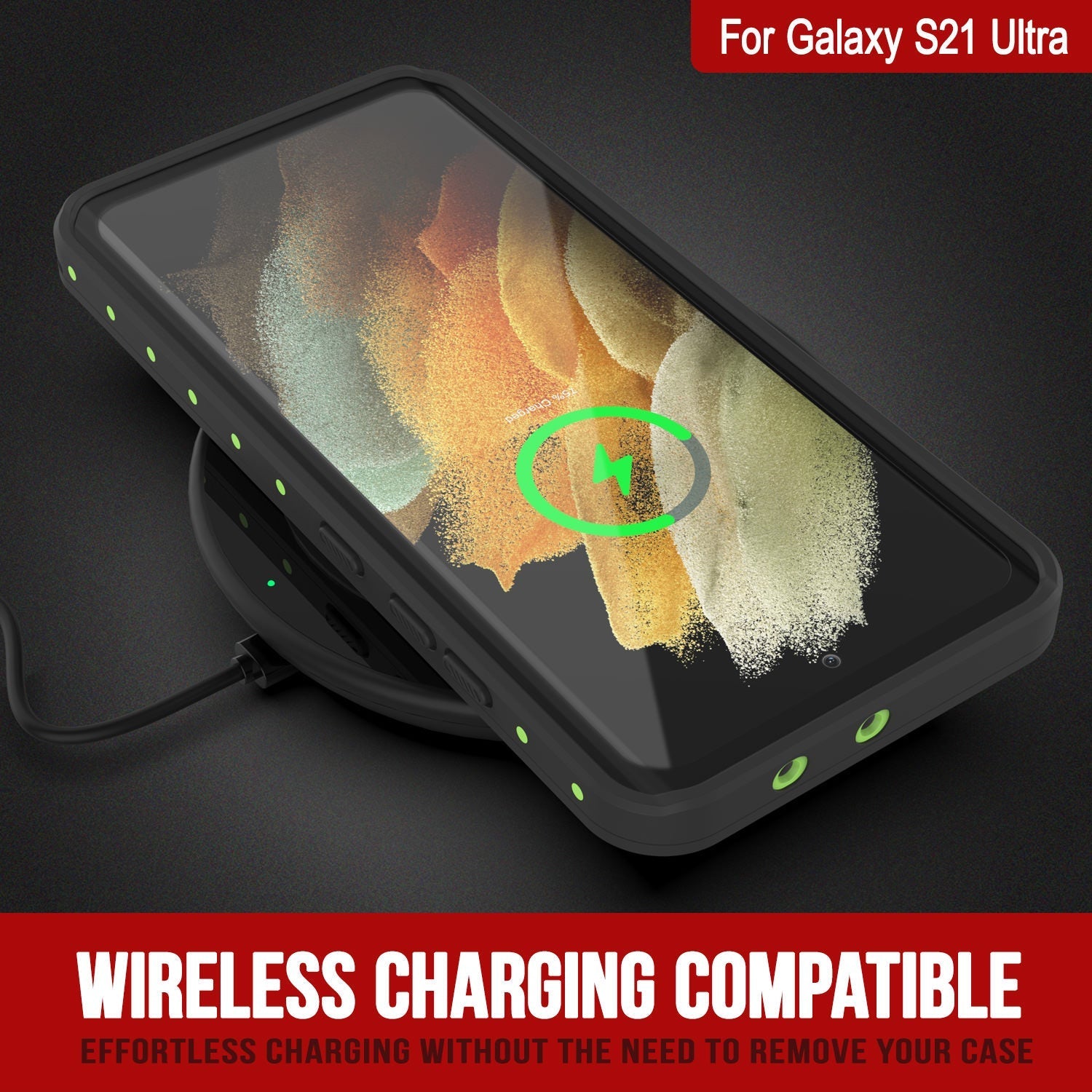 Galaxy S22 Ultra Waterproof Case PunkCase StudStar Light Green Thin 6.6ft Underwater IP68 ShockProof