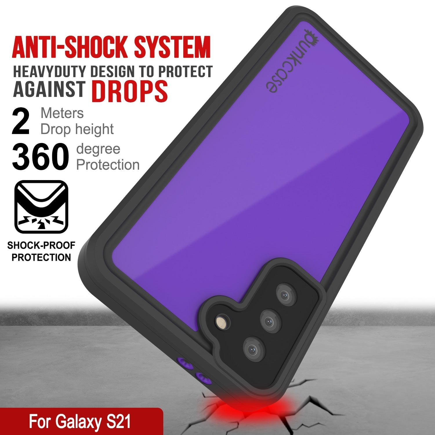 Galaxy S22 Waterproof Case PunkCase StudStar Purple Thin 6.6ft Underwater IP68 Shock/Snow Proof