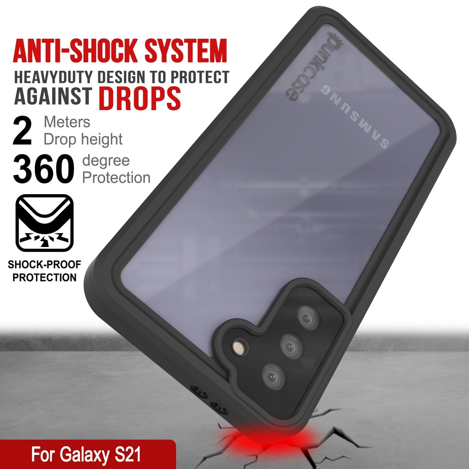 Galaxy S22 Waterproof Case PunkCase StudStar Clear Thin 6.6ft Underwater IP68 Shock/Snow Proof