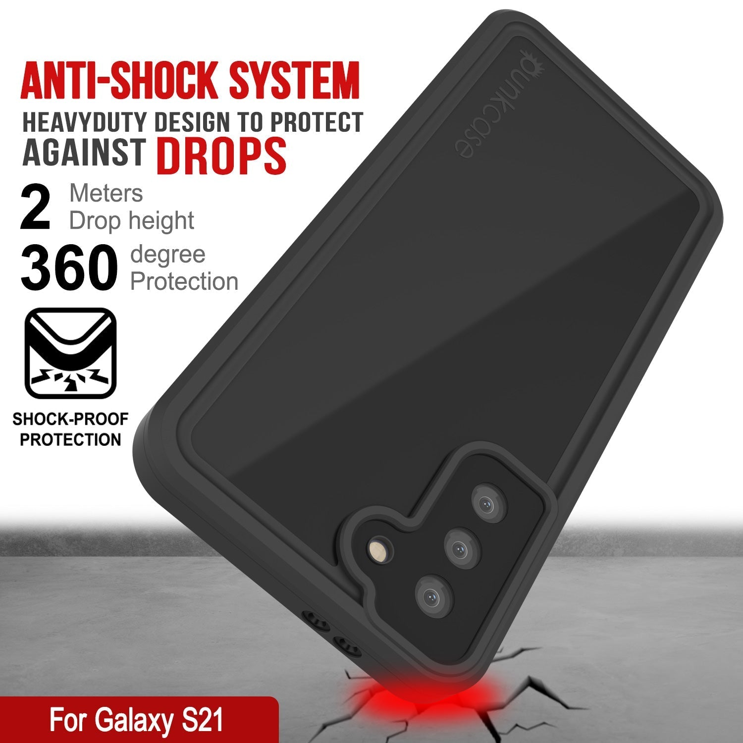 Galaxy S22 Waterproof Case PunkCase StudStar Black Thin 6.6ft Underwater IP68 Shock/Snow Proof