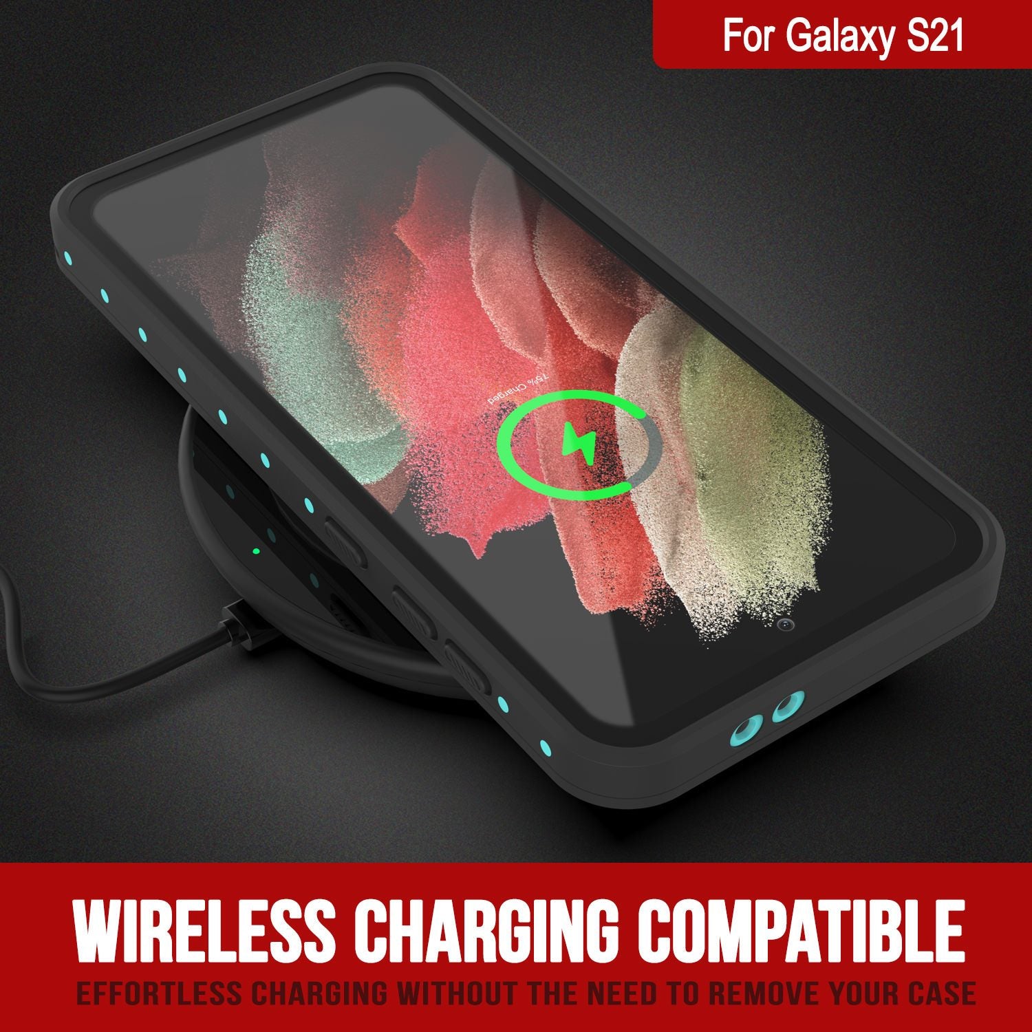 Galaxy S21 Waterproof Case PunkCase StudStar Teal Thin 6.6ft Underwater IP68 Shock/Snow Proof