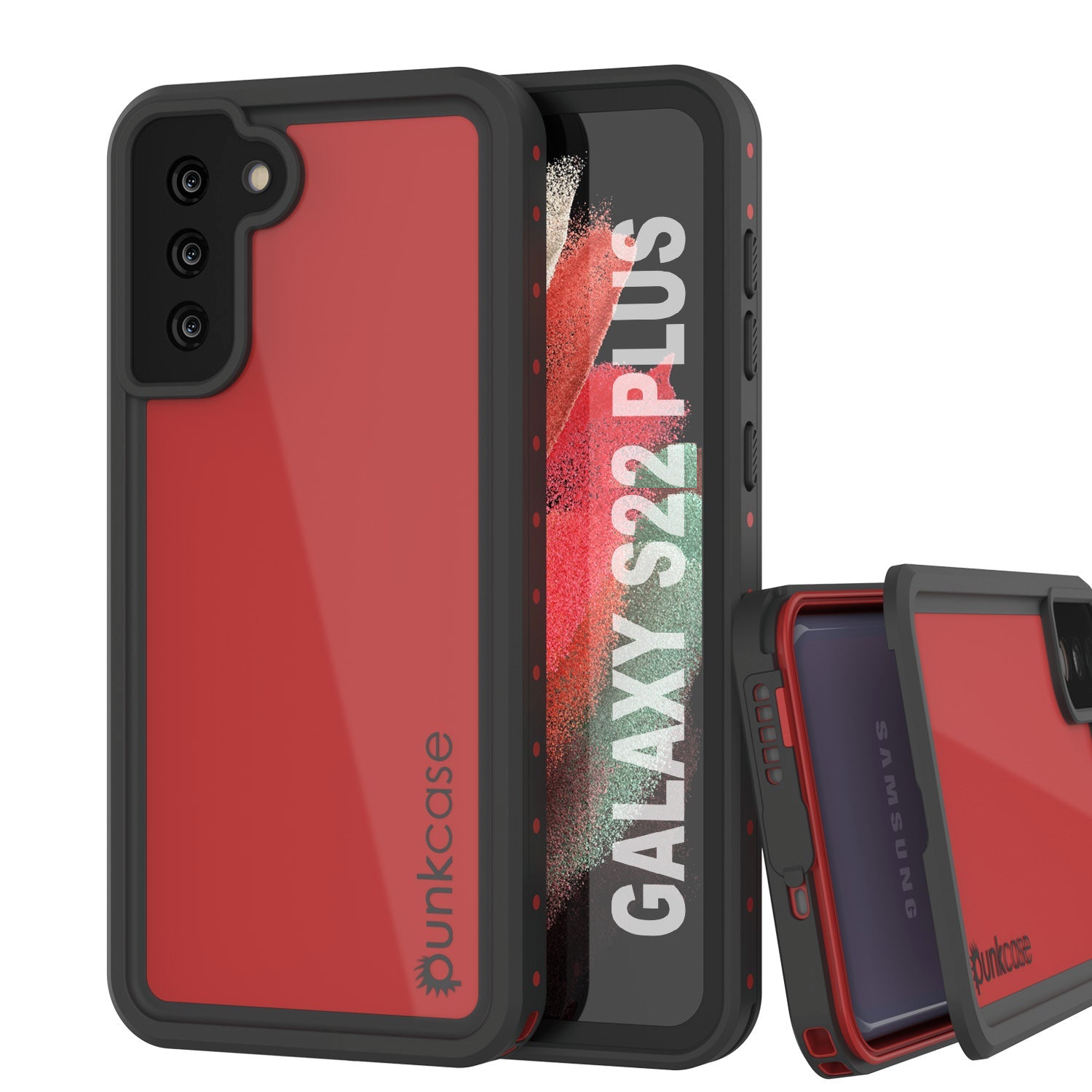 Galaxy S22+ Plus Waterproof Case PunkCase StudStar Red Thin 6.6ft Underwater IP68 Shock/Snow Proof