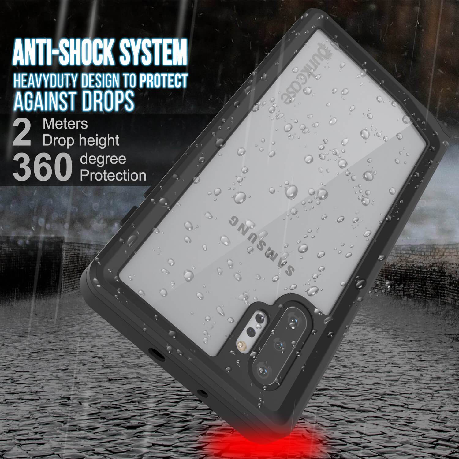 Galaxy Note 10+ Plus Waterproof Case, Punkcase Studstar Clear Thin Armor Cover