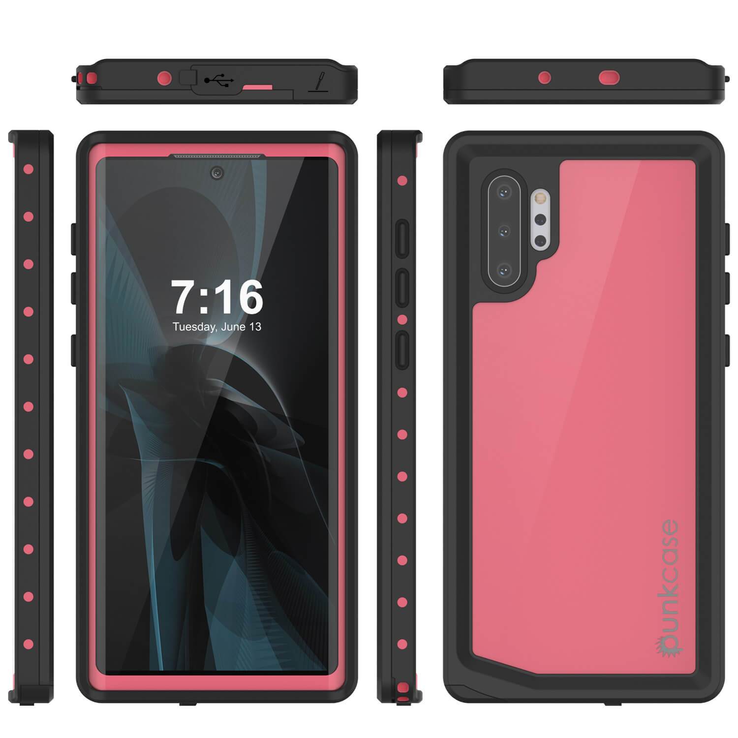 Galaxy Note 10+ Plus Waterproof Case, Punkcase Studstar Pink Thin Armor Cover