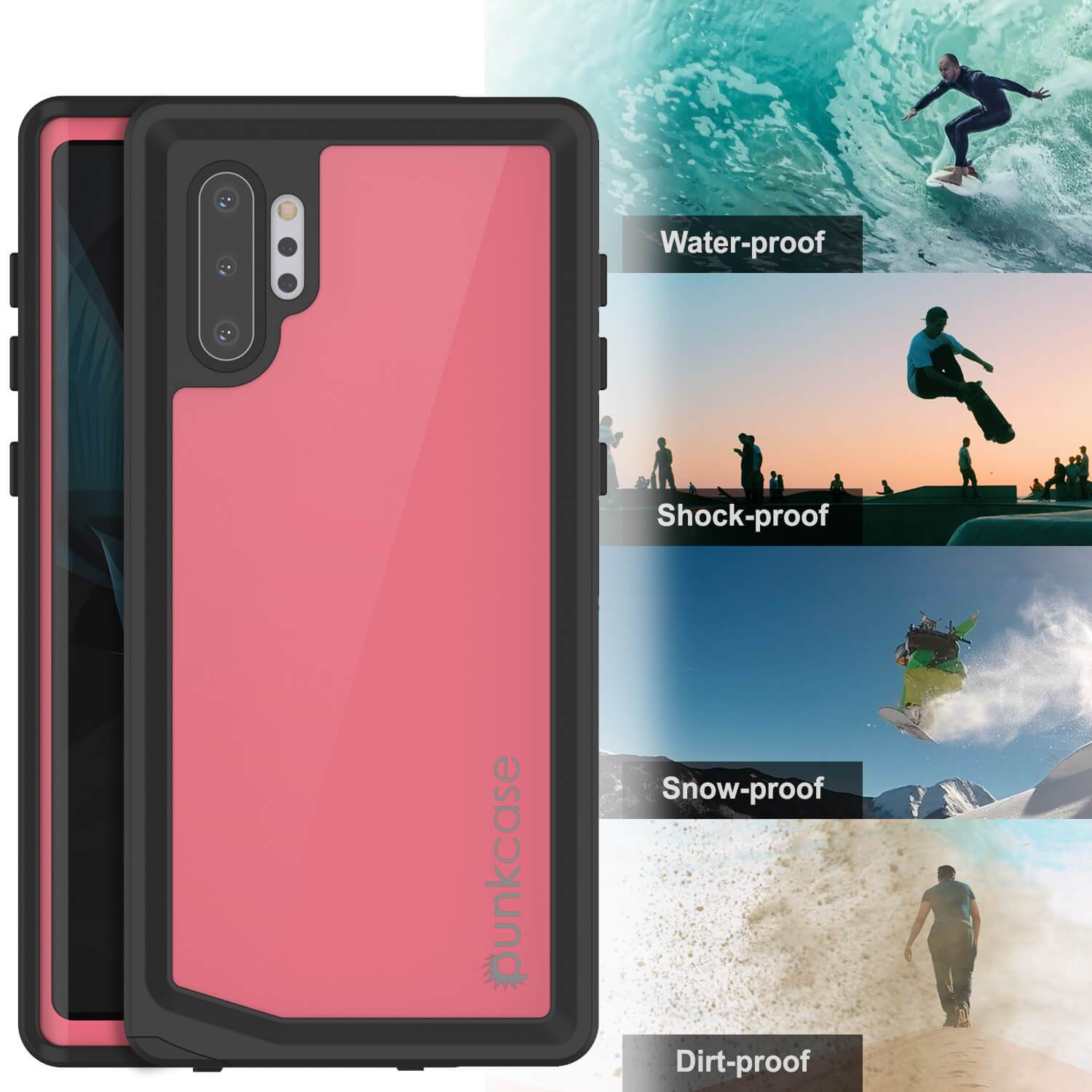 Galaxy Note 10+ Plus Waterproof Case, Punkcase Studstar Pink Thin Armor Cover