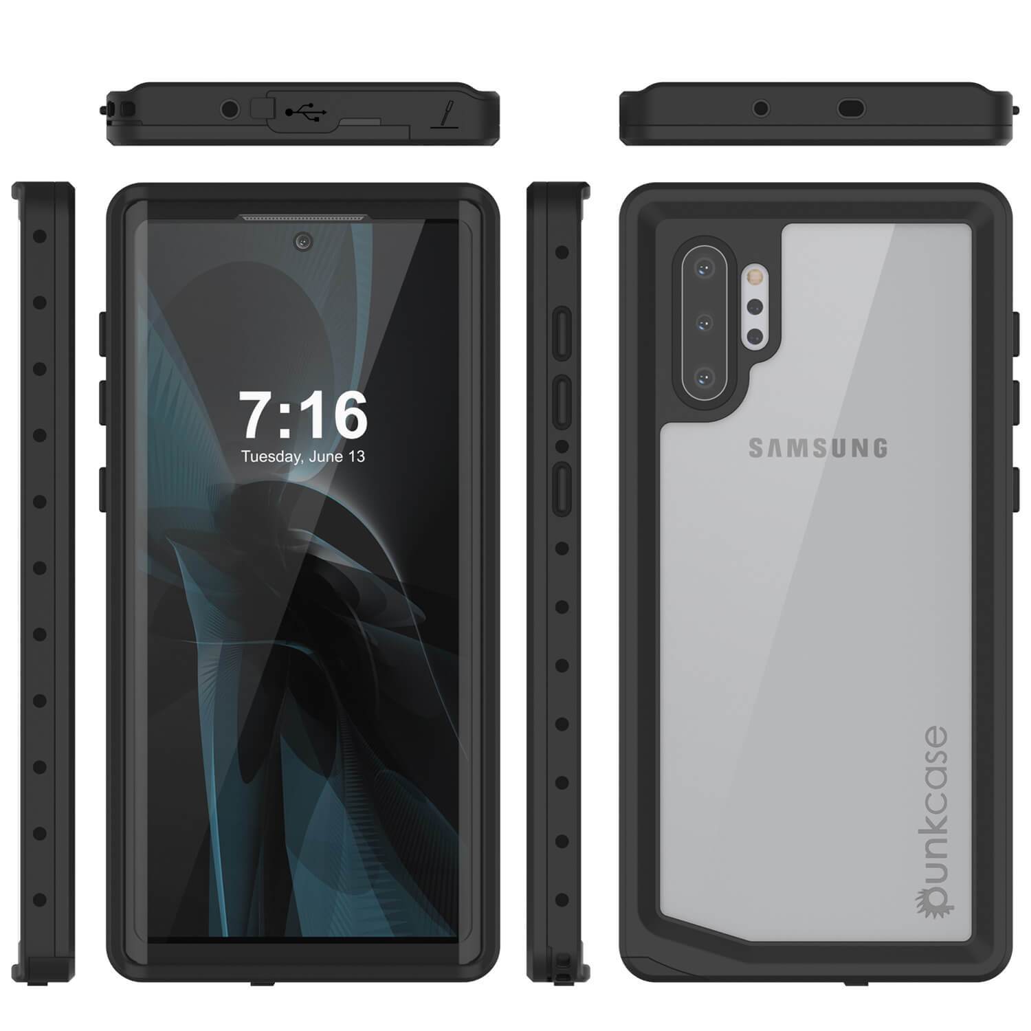 Galaxy Note 10+ Plus Waterproof Case, Punkcase Studstar Clear Thin Armor Cover