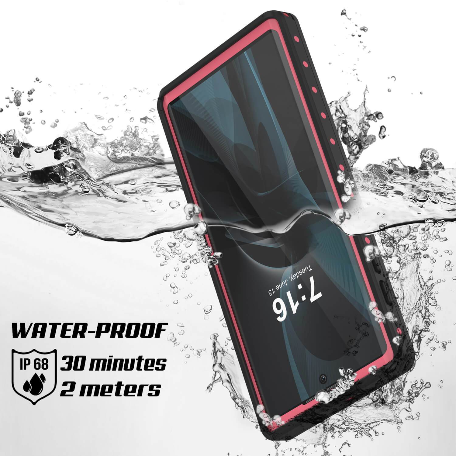 Galaxy Note 10 Waterproof Case, Punkcase Studstar Pink Thin Armor Cover