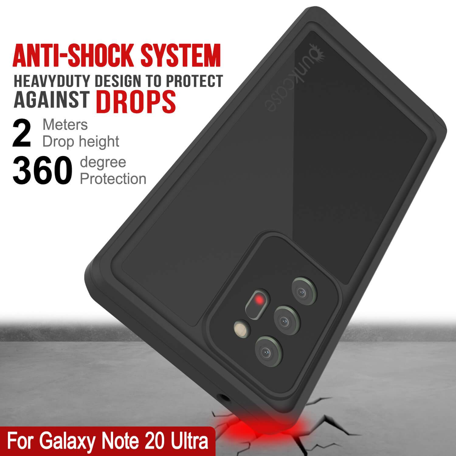 Galaxy Note 20 Ultra Waterproof Case, Punkcase Studstar Black Thin Armor Cover
