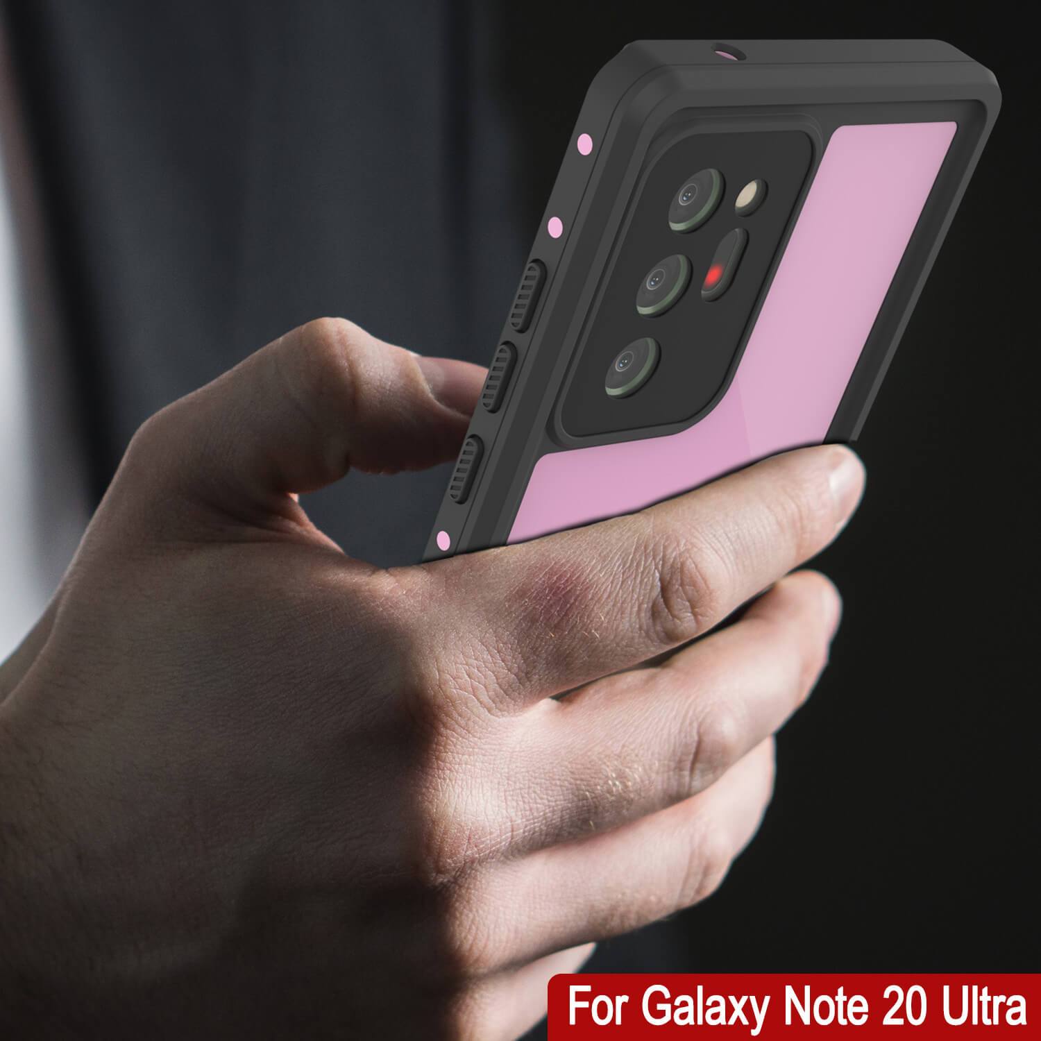 Galaxy Note 20 Ultra Waterproof Case, Punkcase Studstar Pink Thin Armor Cover