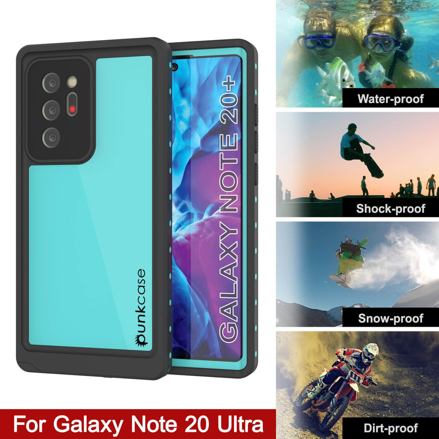 Galaxy Note 20 Ultra Waterproof Case, Punkcase Studstar Series Teal Thin Armor Cover