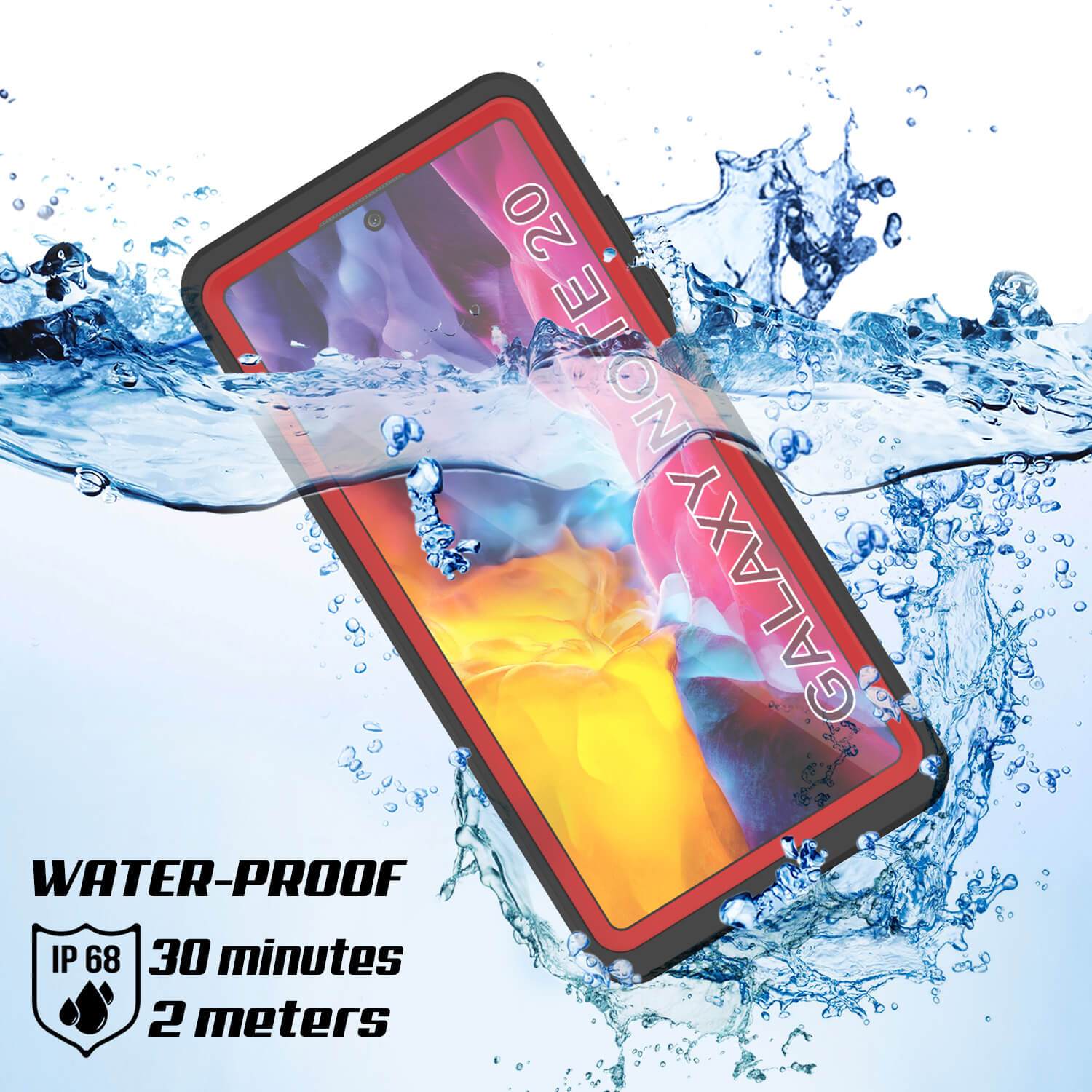 Galaxy Note 20 Waterproof Case, Punkcase Studstar Red Series Thin Armor Cover