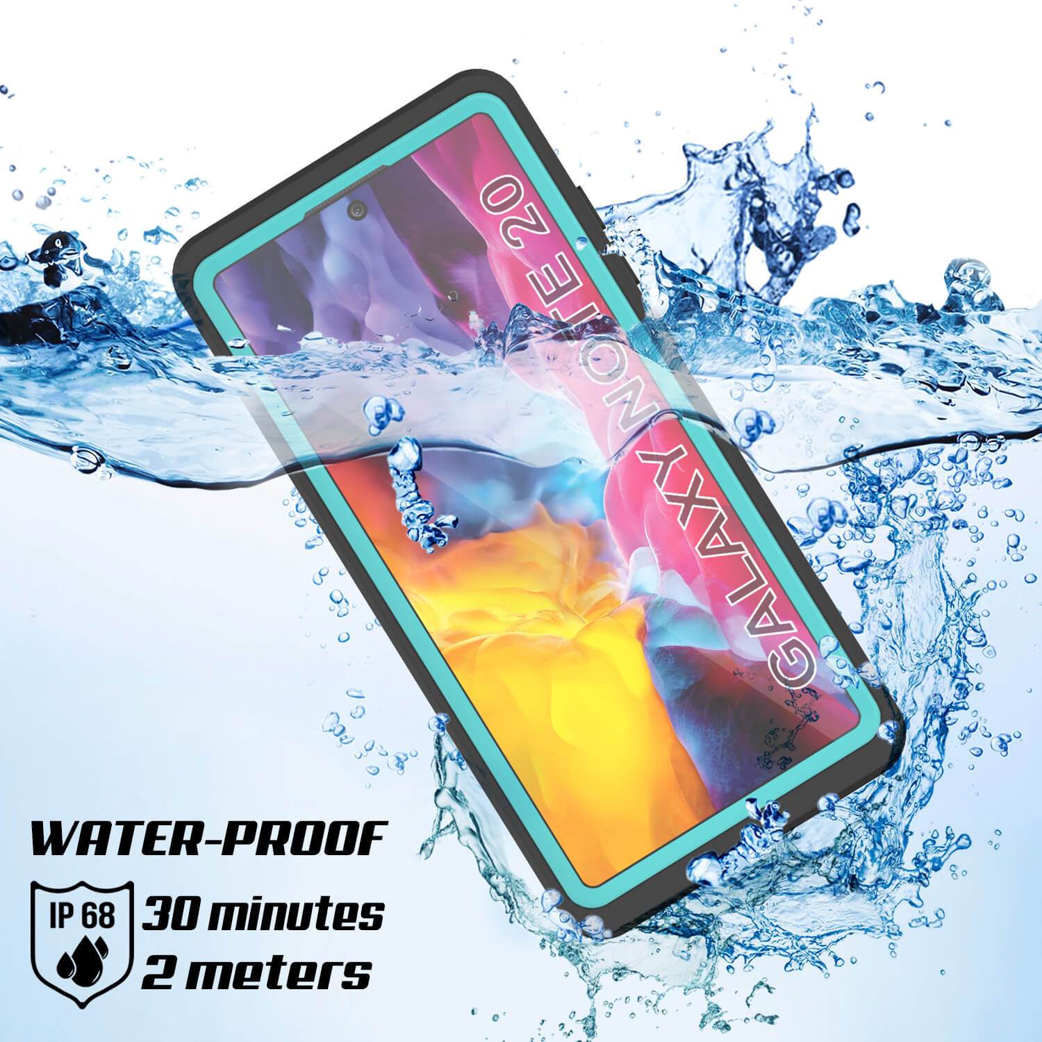 Galaxy Note 20 Waterproof Case, Punkcase Studstar Series Teal Thin Armor Cover