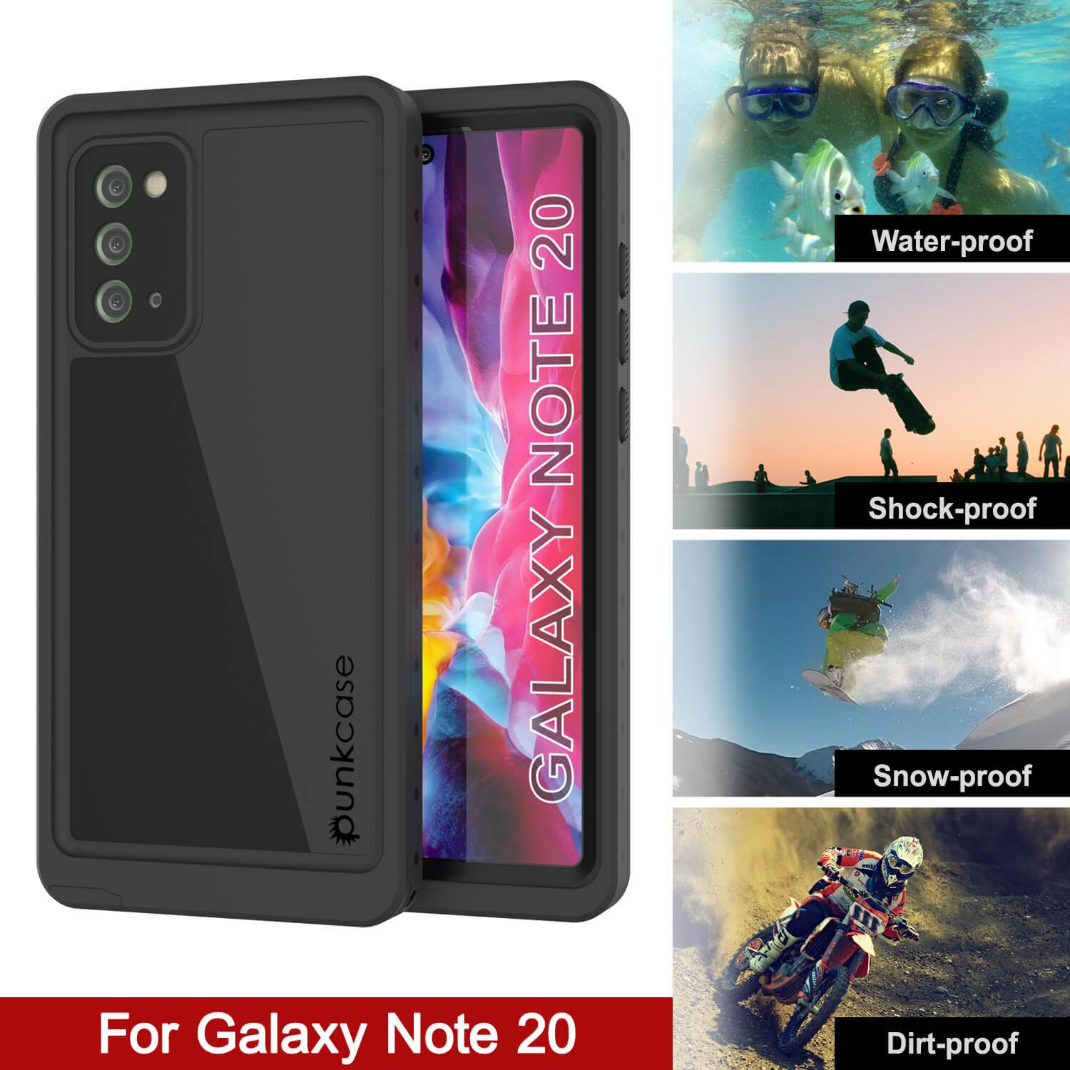 Galaxy Note 20 Waterproof Case, Punkcase Studstar Black Thin Armor Cover