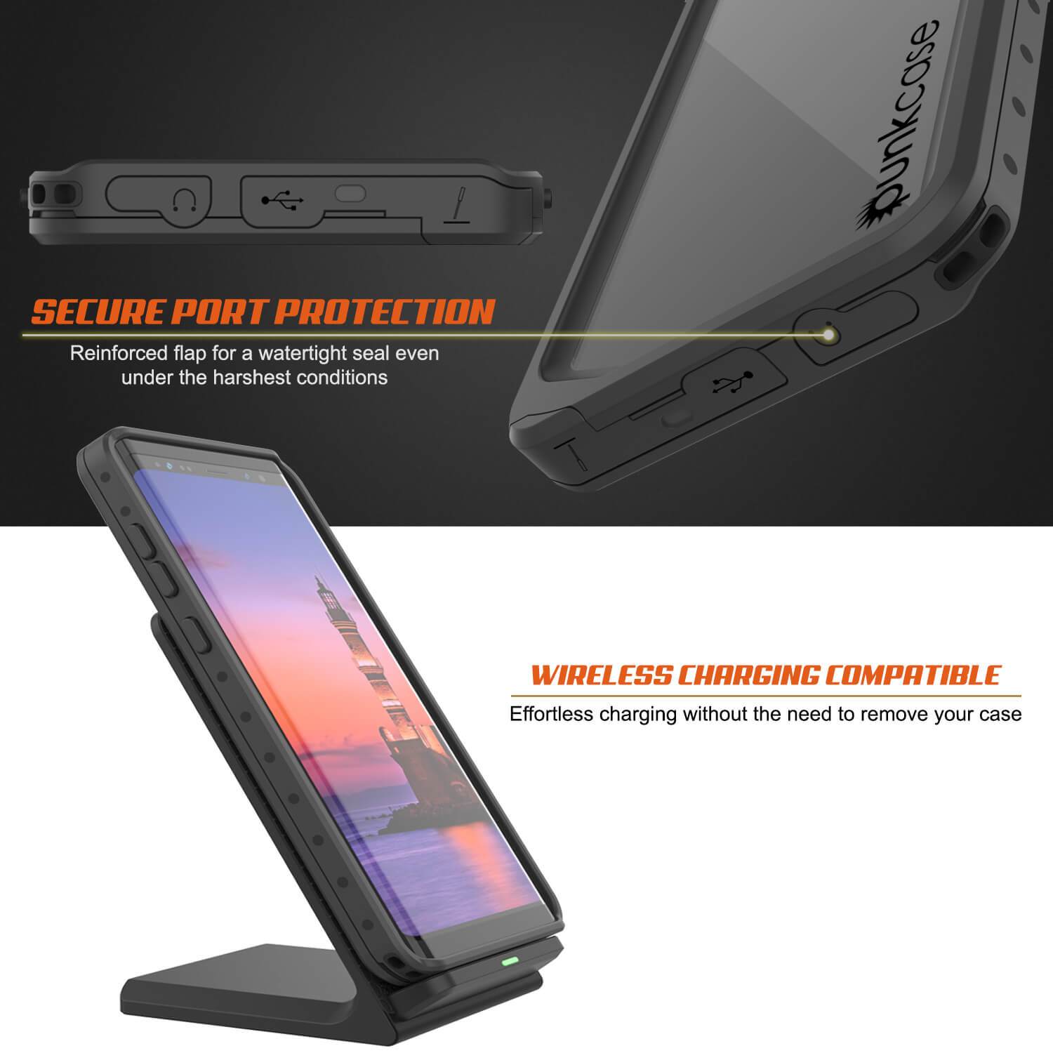 Galaxy Note 9 Waterproof Case Punkсase StudStar Clear