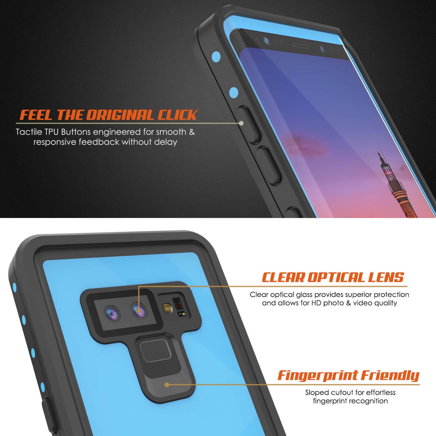 Galaxy Note 9 Waterproof Case PunkCase StudStar Light Blue