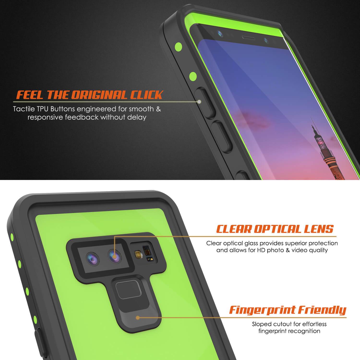 Galaxy Note 9 Waterproof Case PunkCase StudStar Light Green