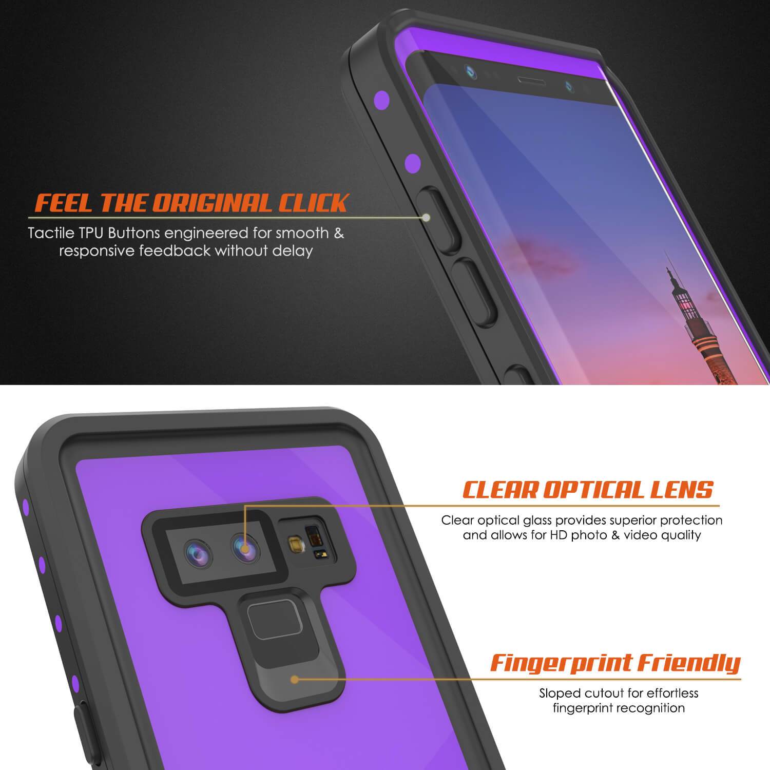 Galaxy Note 9 Waterproof Case PunkCase StudStar Purple