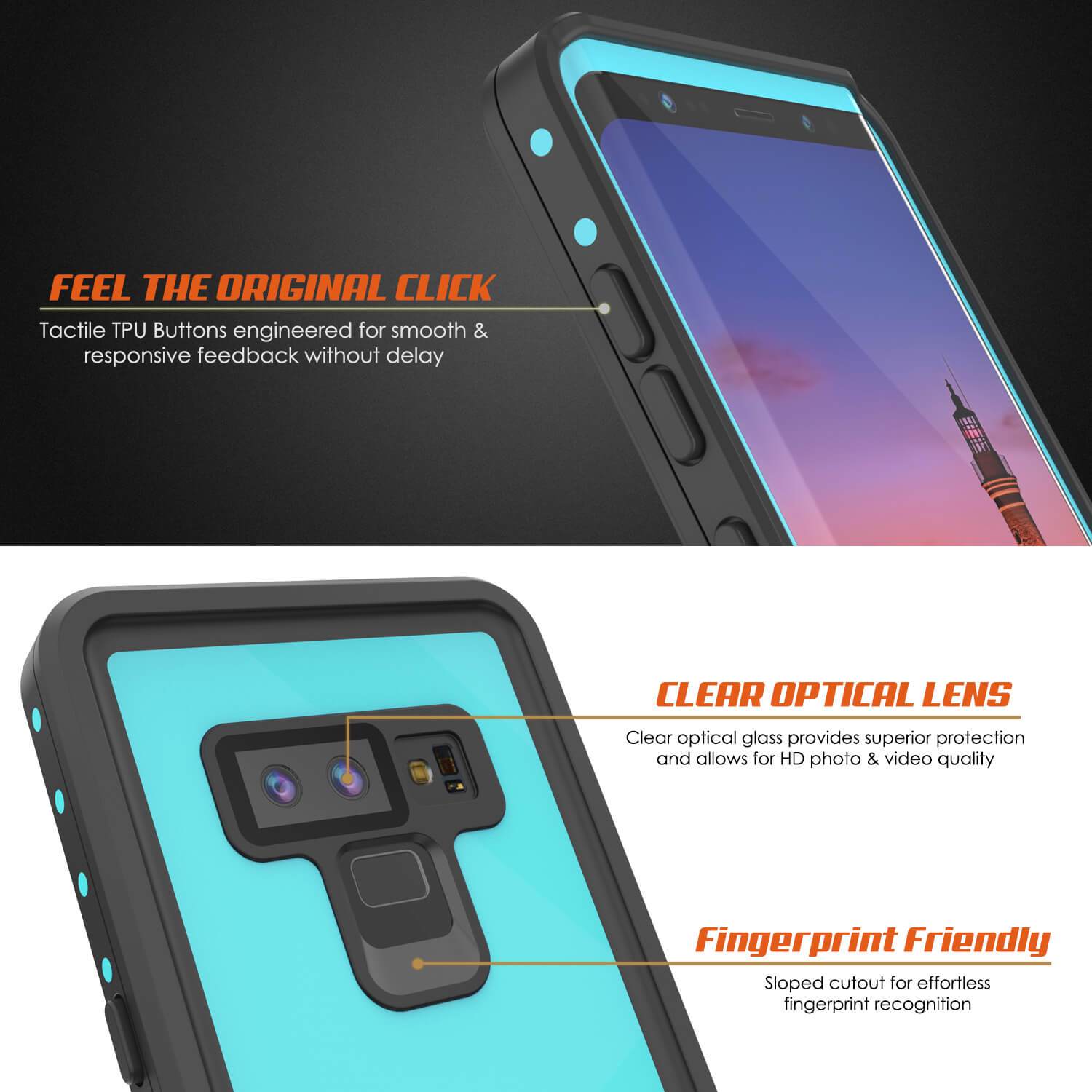 Galaxy Note 9 Waterproof Case PunkCase StudStar Teal