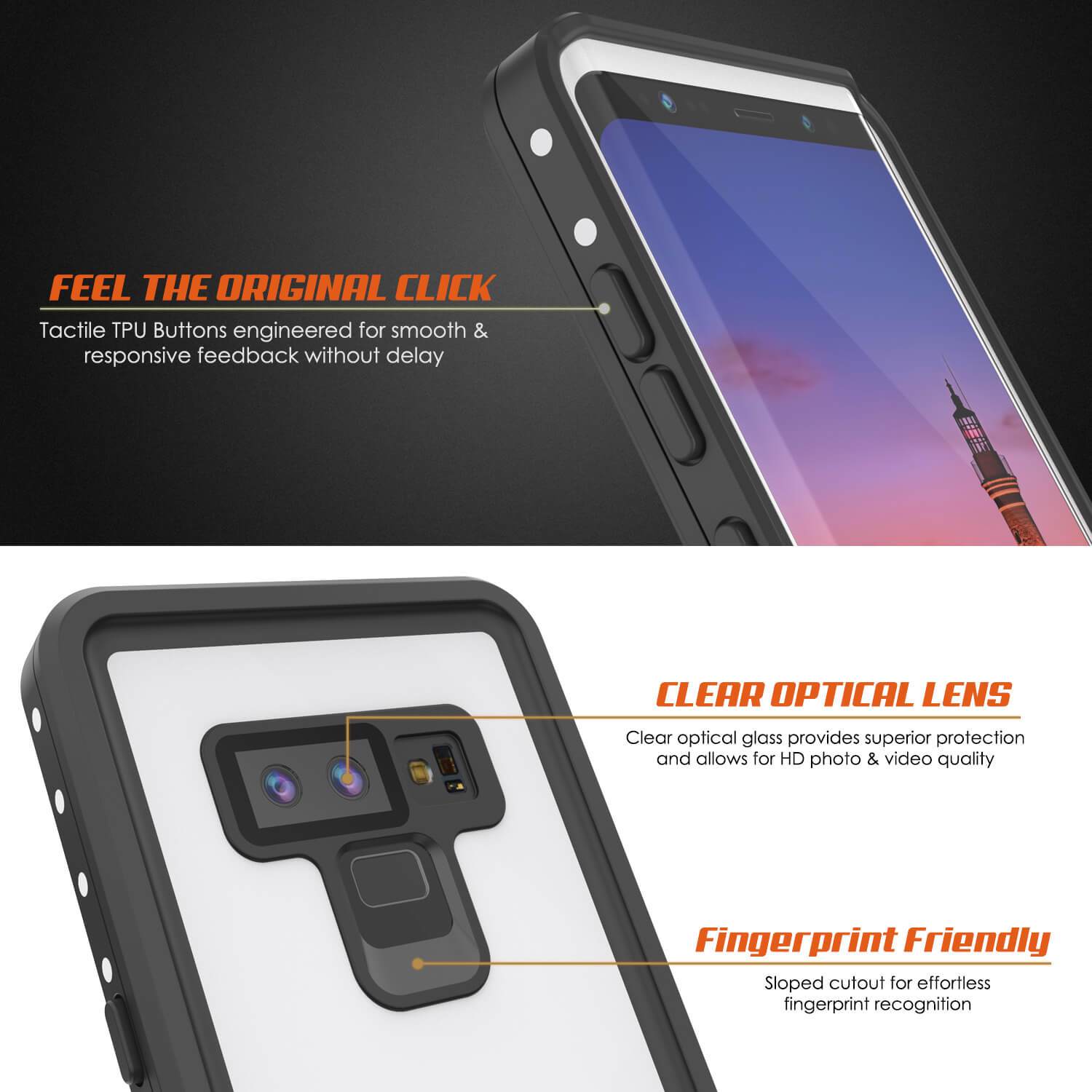Galaxy Note 9 Waterproof Case, PunkСase StudStar White