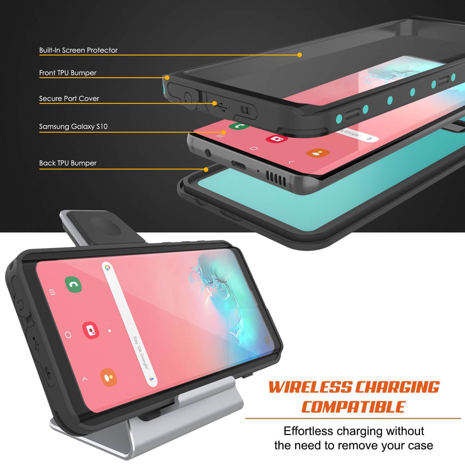 Galaxy S10 Waterproof Case PunkCase StudStar Teal Thin 6.6ft Underwater IP68 Shock/Snow Proof