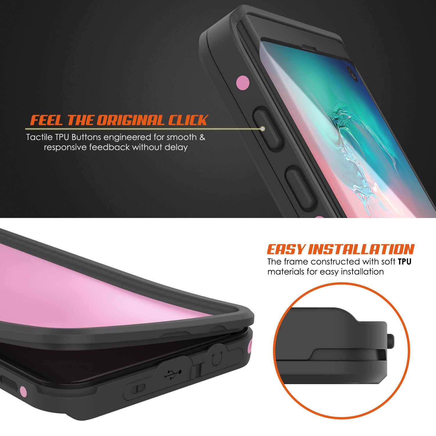 Galaxy S10 Waterproof Case PunkCase StudStar Pink Thin 6.6ft Underwater IP68 Shock/Snow Proof