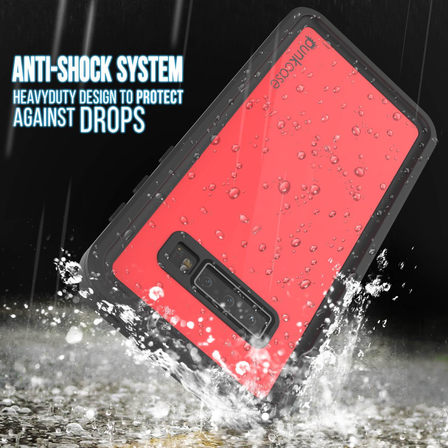 Galaxy S10 Waterproof Case PunkCase StudStar Red Thin 6.6ft Underwater IP68 Shock/Snow Proof