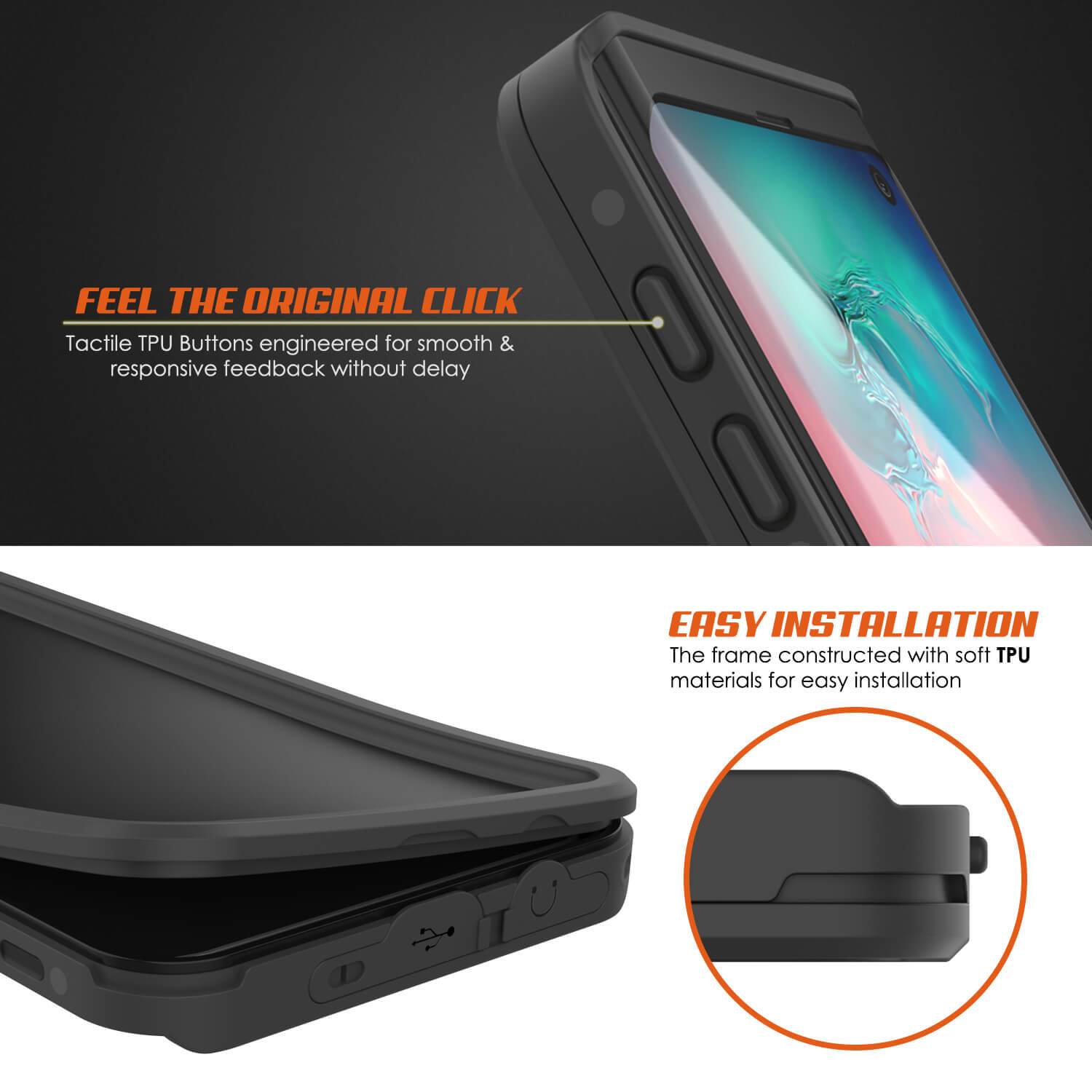 Galaxy S10 Waterproof Case PunkCase StudStar Black Thin 6.6ft Underwater IP68 Shock/Snow Proof