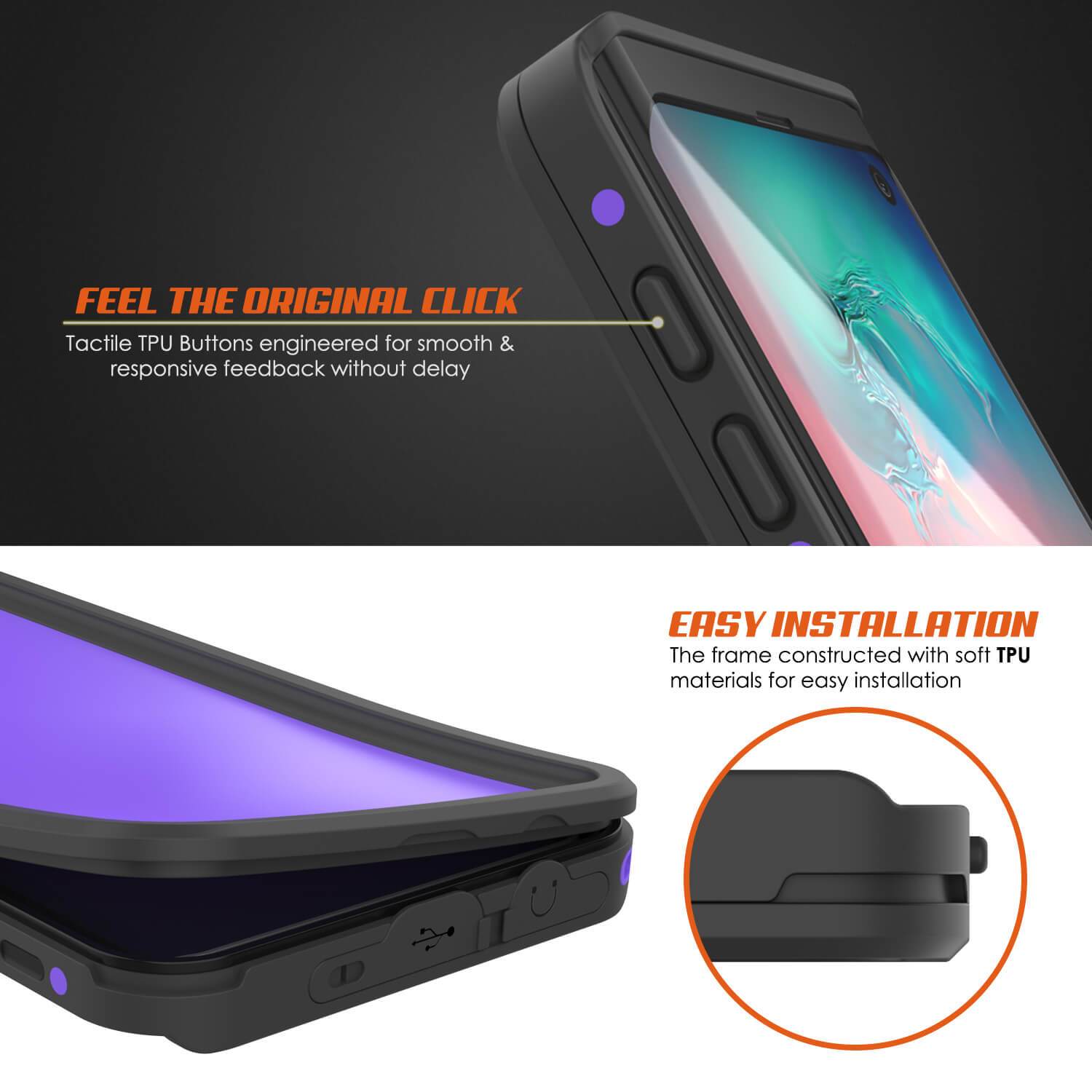 Galaxy S10 Waterproof Case PunkCase StudStar Purple Thin 6.6ft Underwater IP68 Shock/Snow Proof