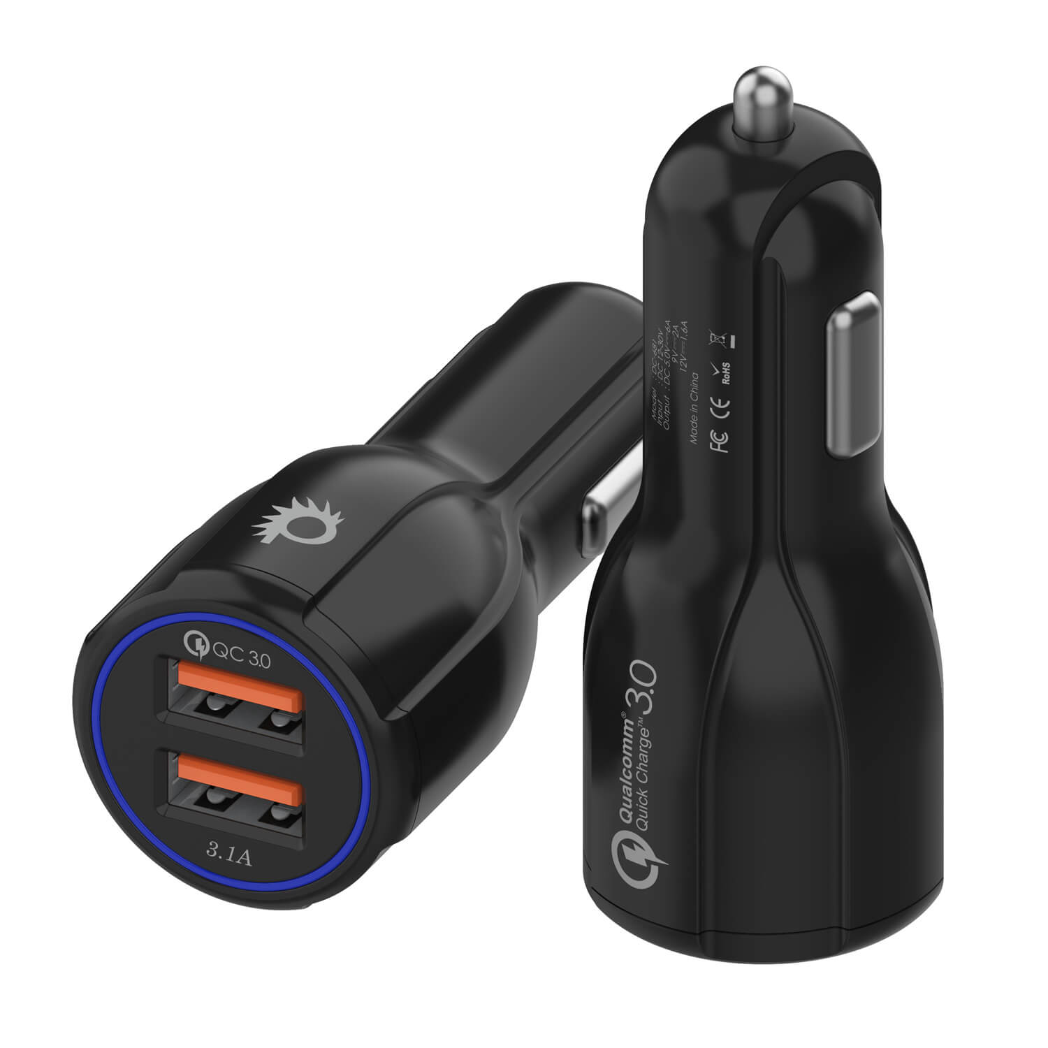 Ghostek® NRGcharge QuickCharge 2.0 Rapid High-speed Fast Wall Car Black Charger w/ Micro USB Cable