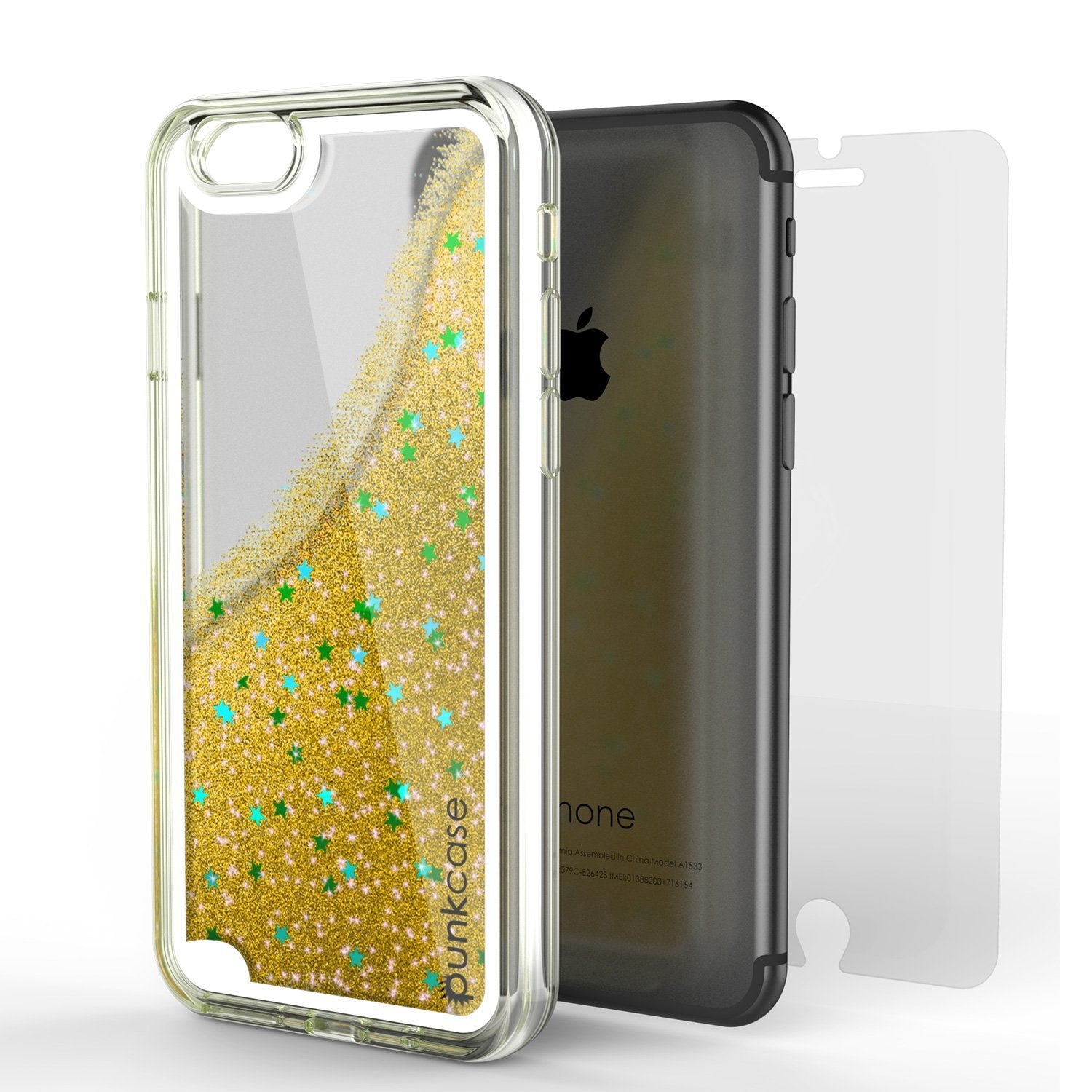 iPhone 8 Case, PunkCase LIQUID Gold Series, Protective Dual Layer Floating Glitter Cover