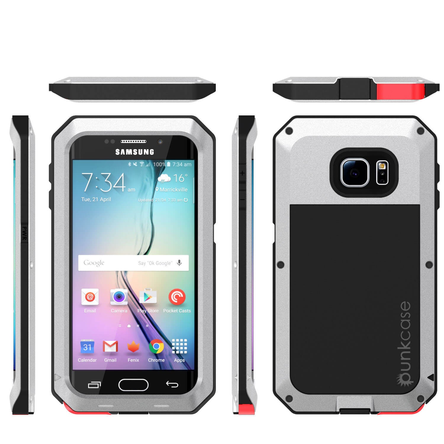 PUNKCASE - Metallic Series Shockproof Armor Case for Samsung S7 Edge | Silver