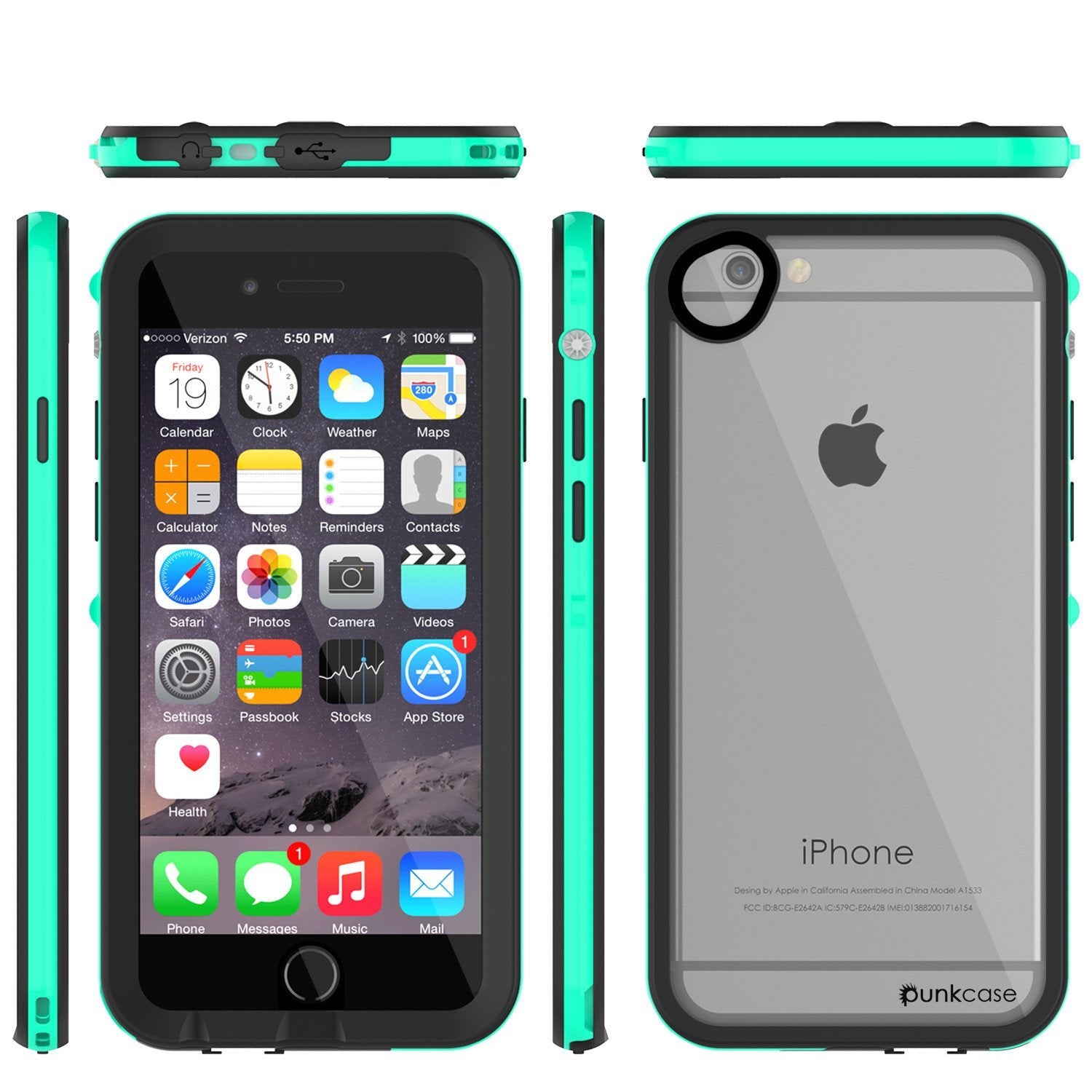 Apple iPhone 8 Waterproof Case, PUNKcase CRYSTAL 2.0 Teal W/ Attached Screen Protector | Warranty