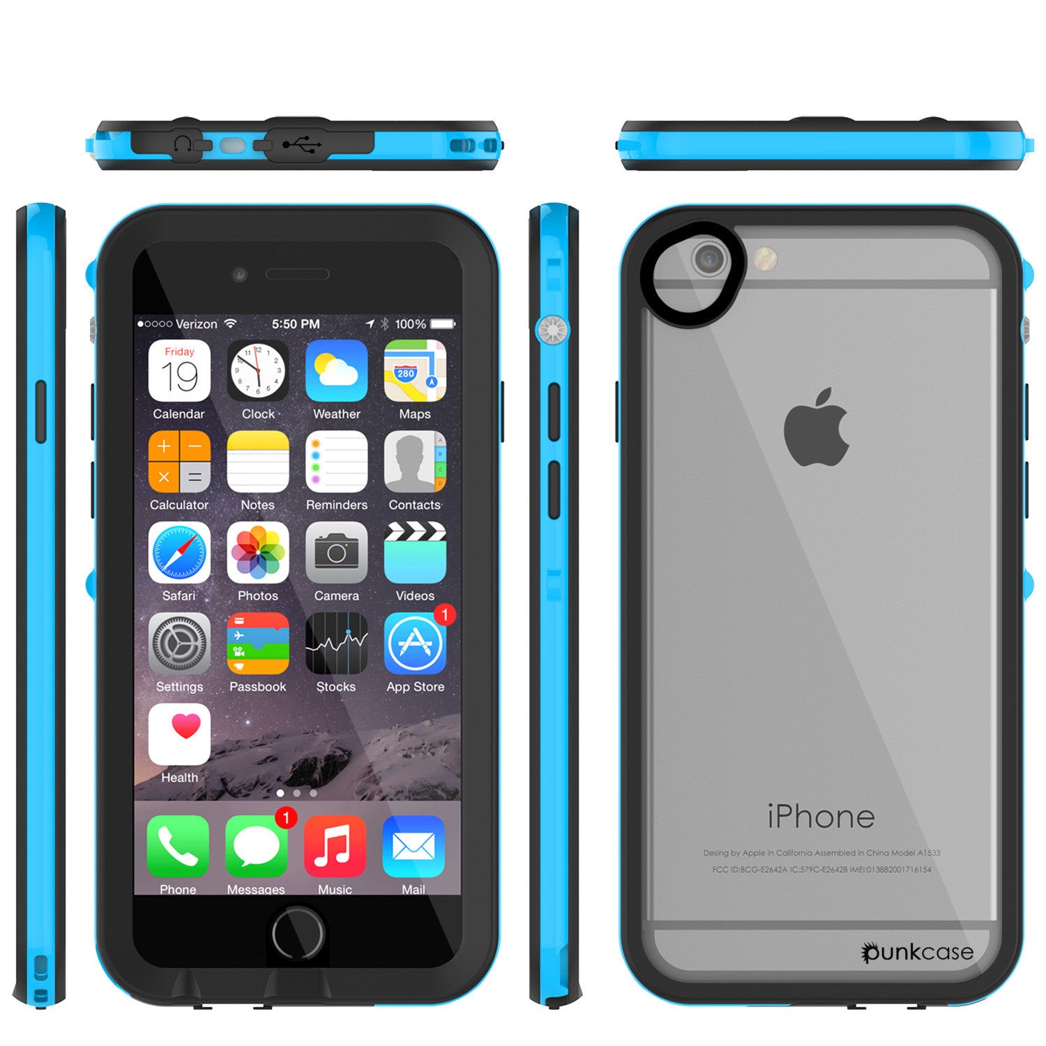 Apple iPhone 7/6s/6 Waterproof Case, PUNKcase CRYSTAL 2.0 Light Blue W/ Attached Screen Protector | Warranty
