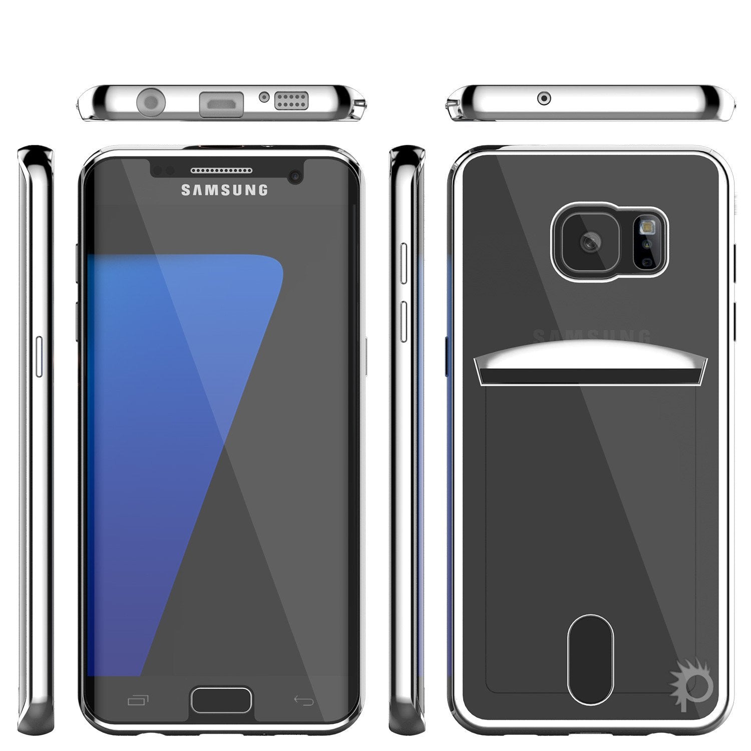Galaxy S7 EDGE Case, PUNKCASE® LUCID Silver Series | Card Slot | SHIELD Screen Protector | Ultra fit