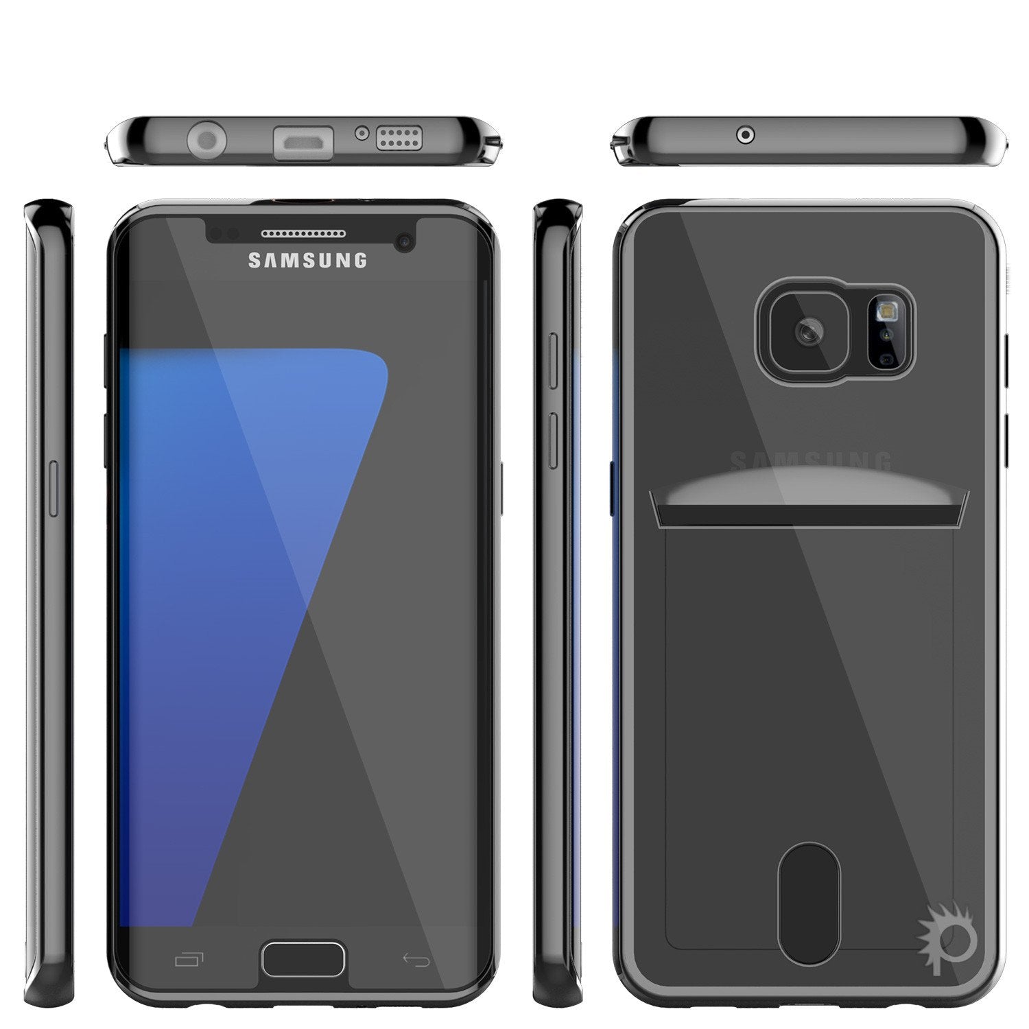 Galaxy S7 EDGE Case, PUNKCASE® LUCID Black Series | Card Slot | SHIELD Screen Protector | Ultra fit