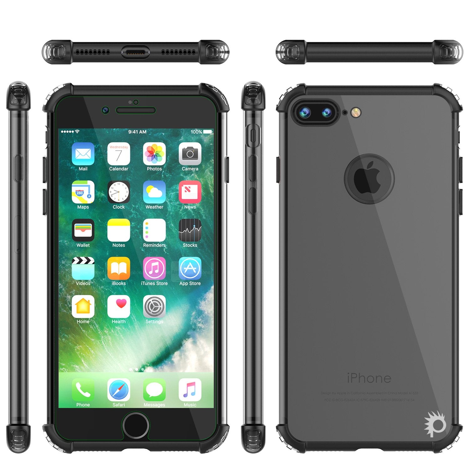 iPhone 8 PLUS Case, Punkcase BLAZE Black Series Protective Cover W/ PunkShield Screen Protector